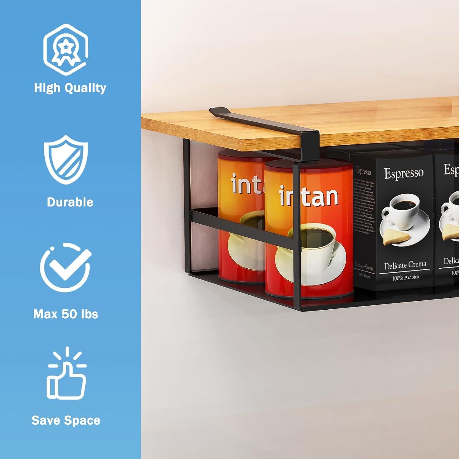 Cesta de Almacenamiento Bajo Estante Fengone - 2 Paquetes Negros