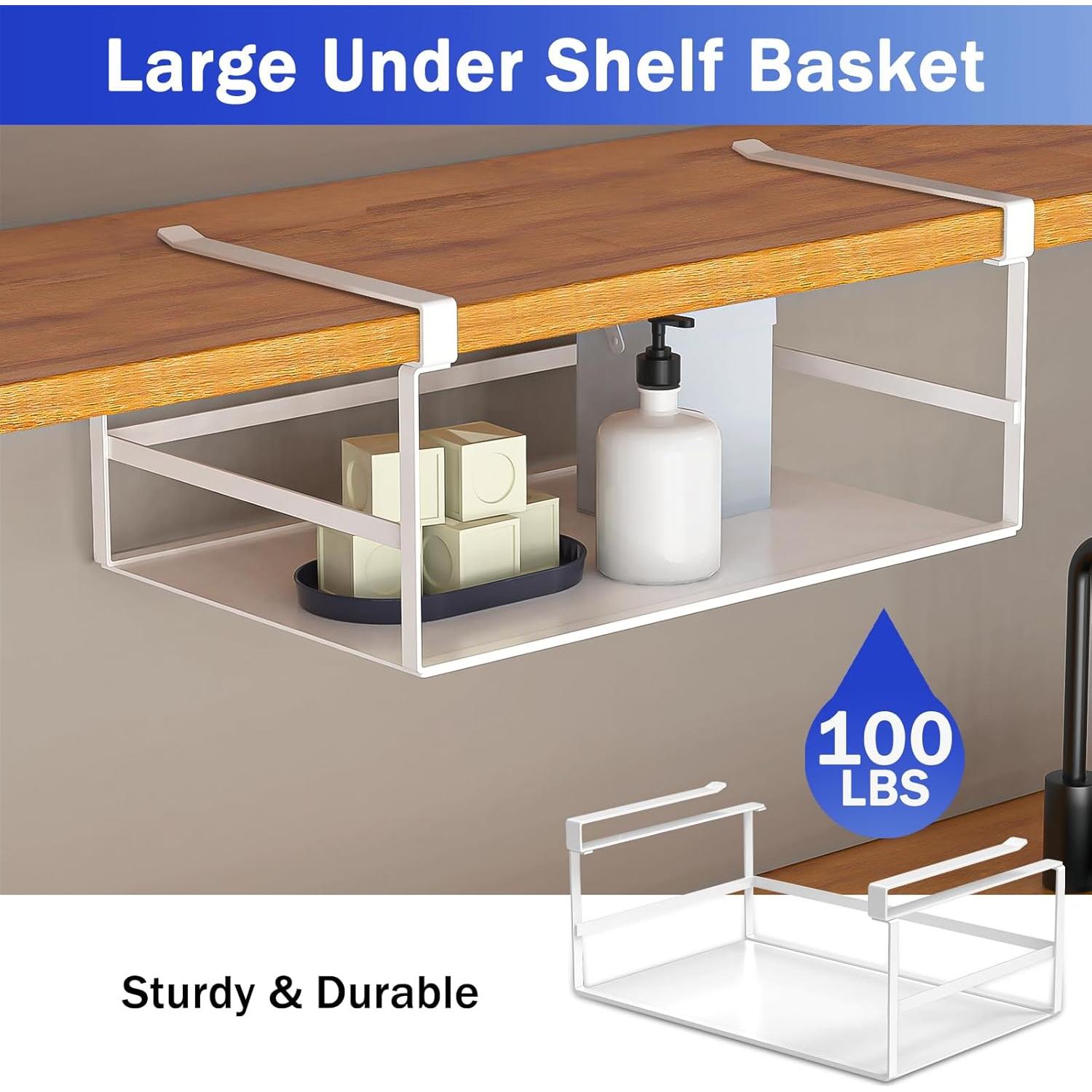 Cesta de Almacenamiento Bajo Estante Fixirons 25x41x12 cm Blanca