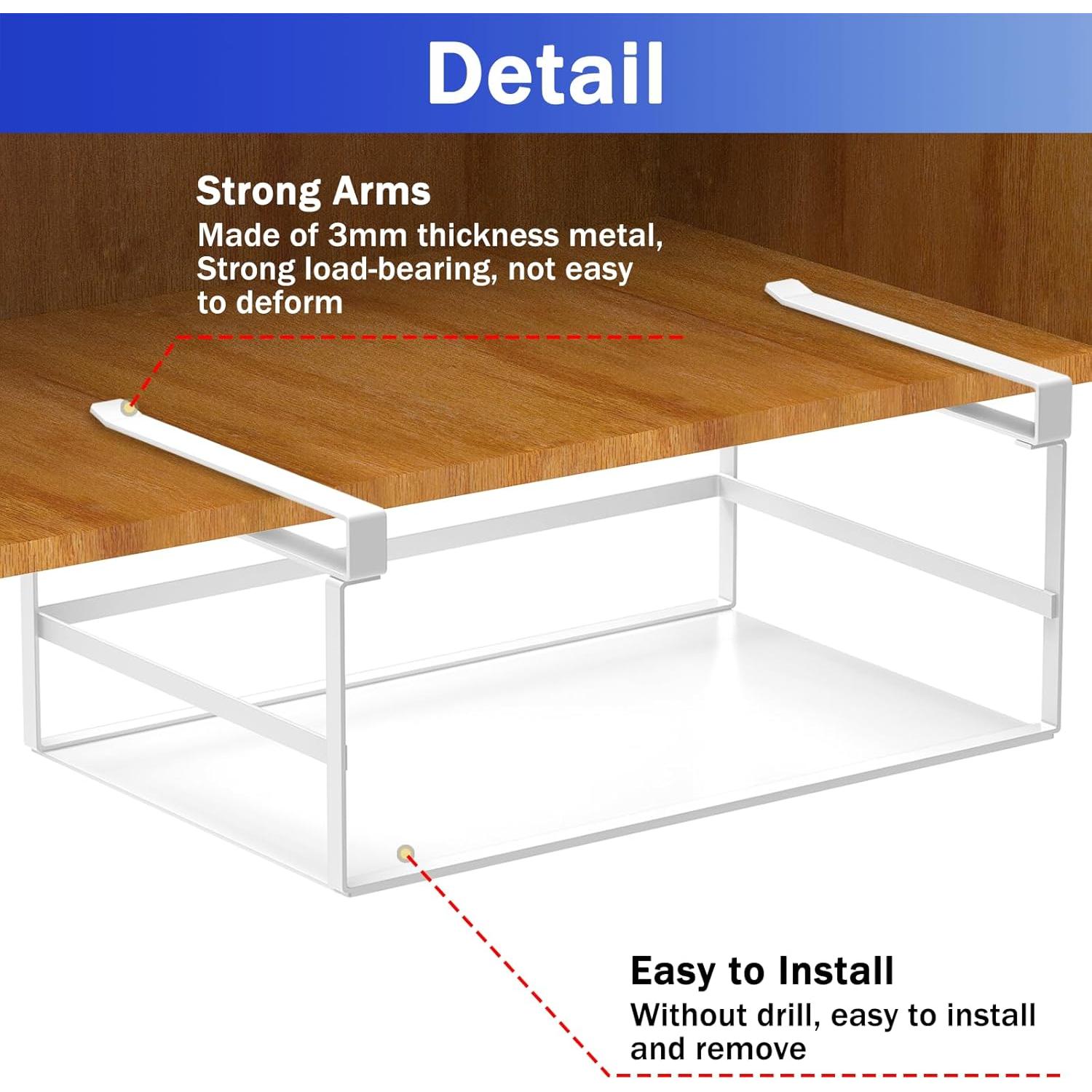 Cesta de Almacenamiento Bajo Estante Fixirons 25x41x12 cm Blanca