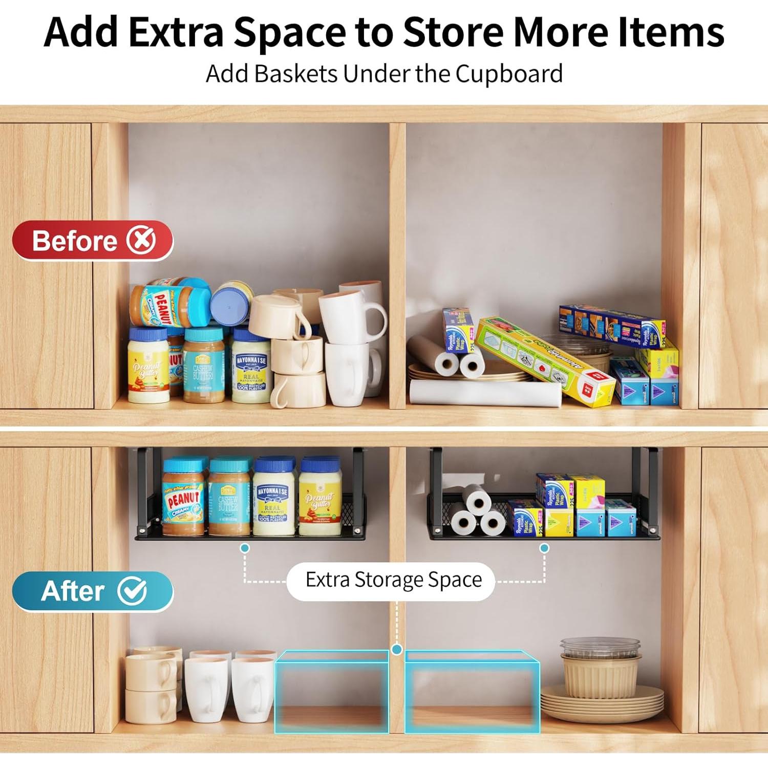 Cesta Bajo Estante iSPECLE - Paquete de 4 Cestas 30.5x25.1x12.4 cm