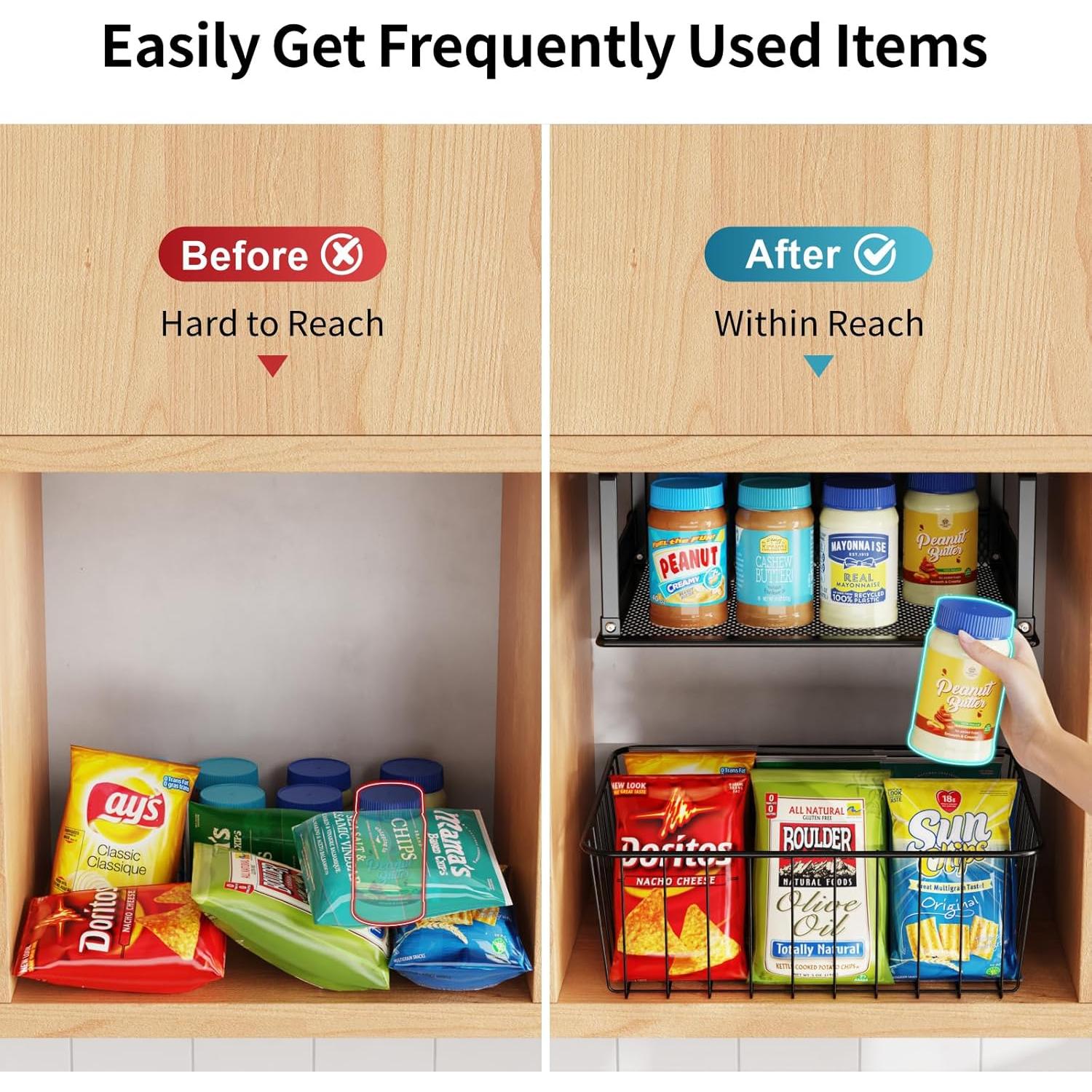 Cesta Bajo Estante iSPECLE - Paquete de 4 Cestas 30.5x25.1x12.4 cm