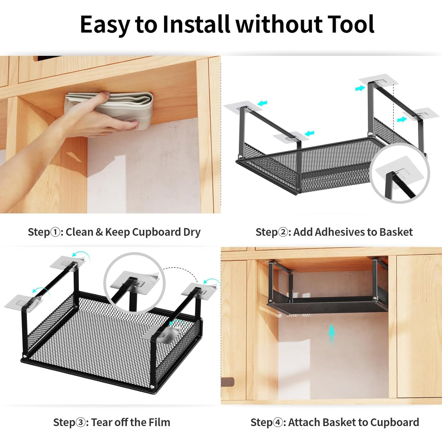 Cesta Bajo Estante iSPECLE - Paquete de 4 Cestas 30.5x25.1x12.4 cm