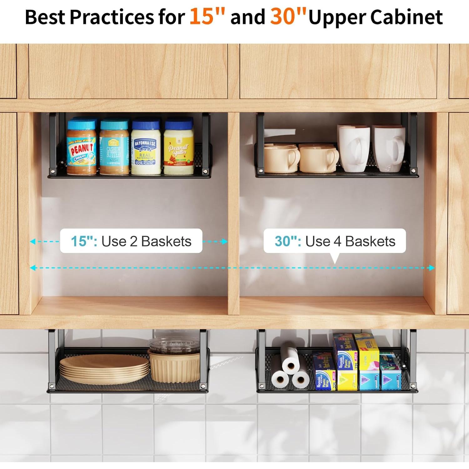 Cesta Bajo Estante iSPECLE - Paquete de 4 Cestas 30.5x25.1x12.4 cm