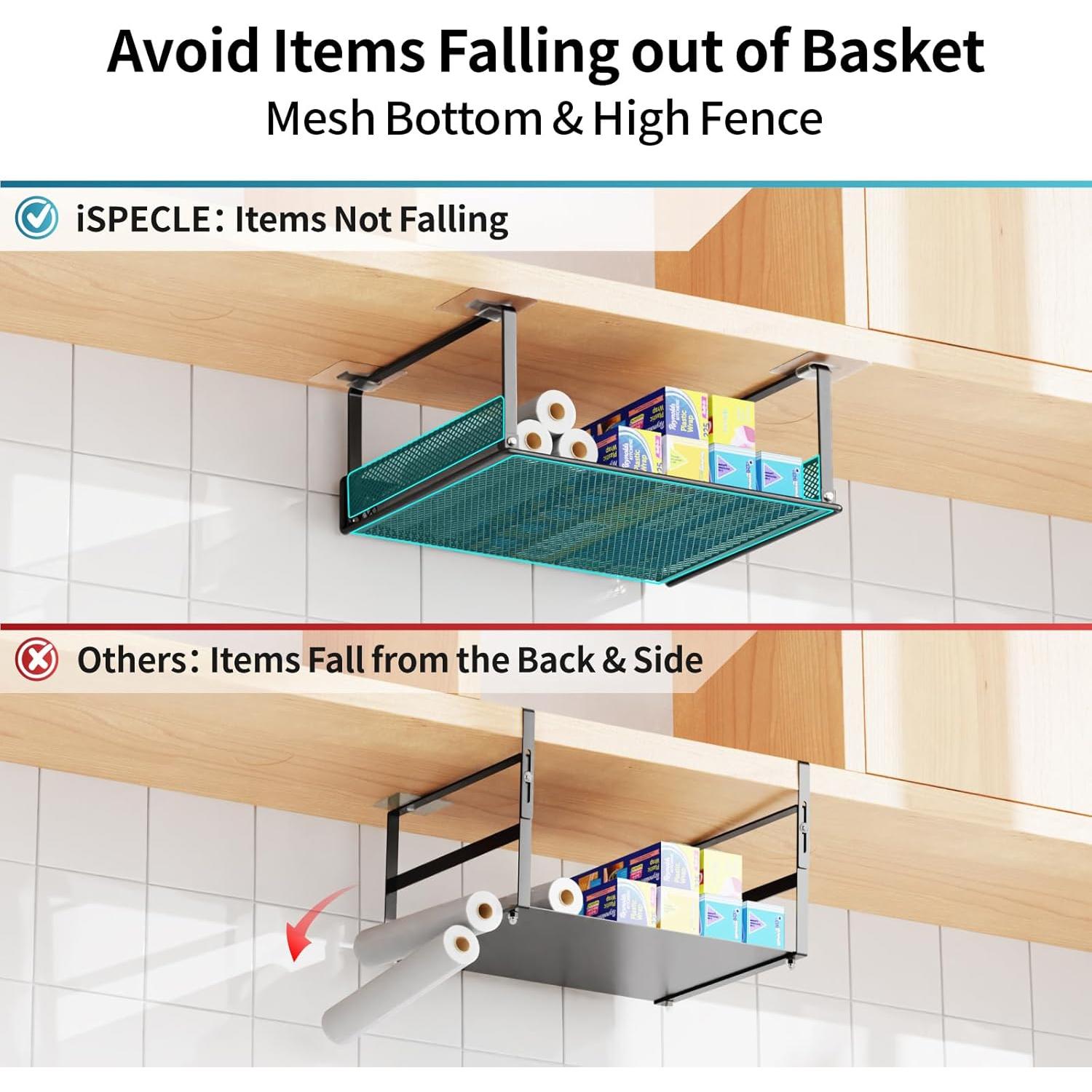 Cesta Bajo Estante iSPECLE - Paquete de 4 Cestas 30.5x25.1x12.4 cm
