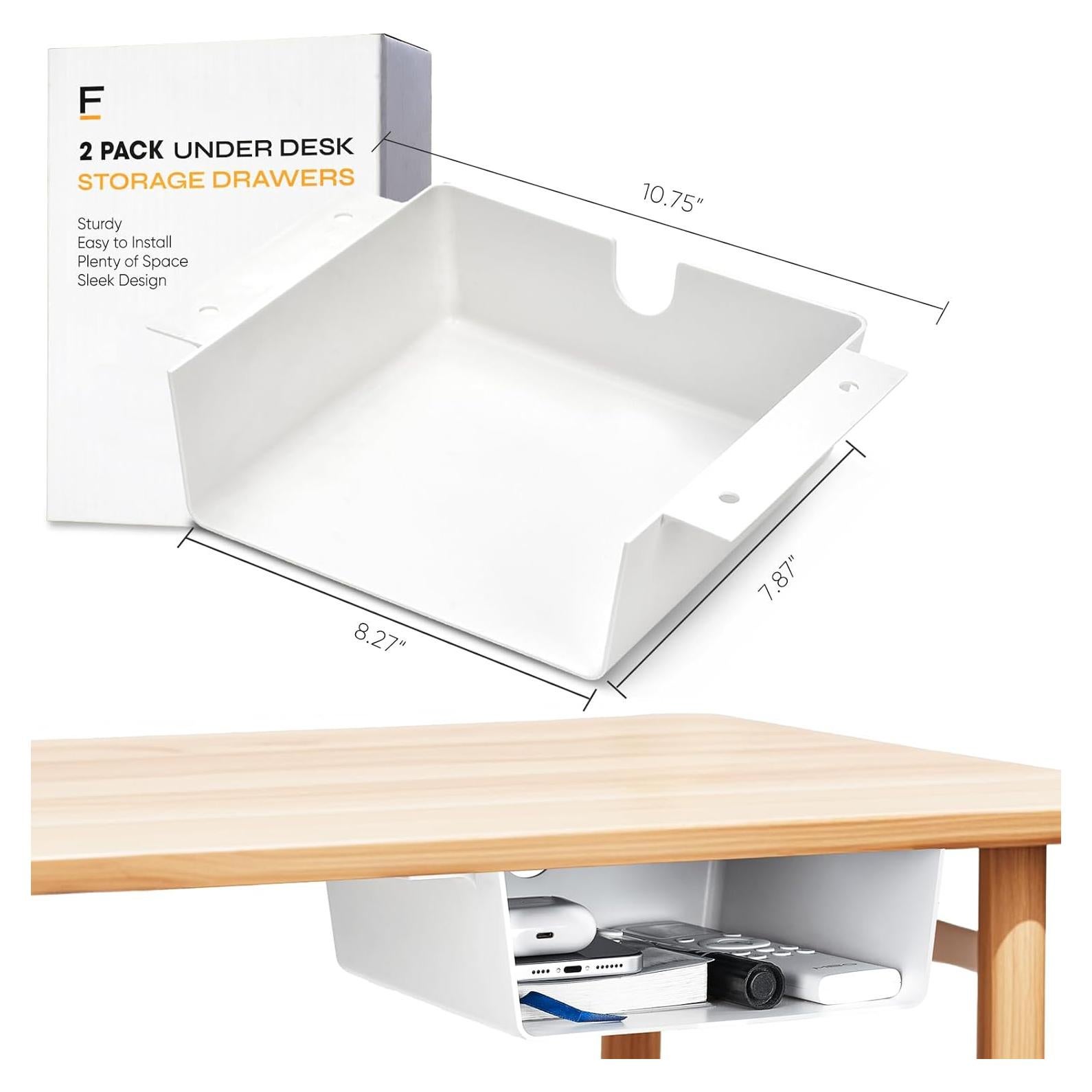 Organizador Bajo Escritorio OrgaFocus 2 Cajones Blanco Mate