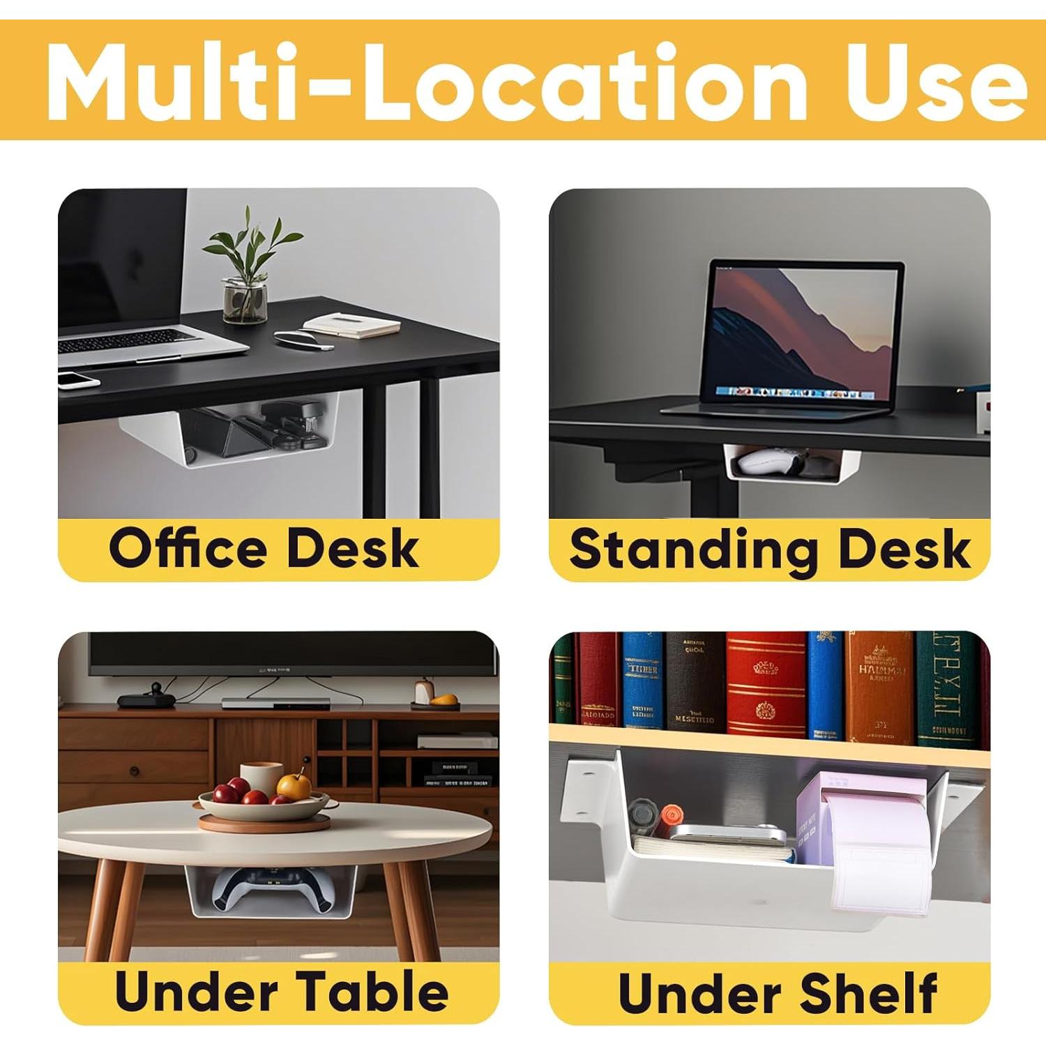 Organizador Bajo Escritorio OrgaFocus 2 Cajones Blanco Mate