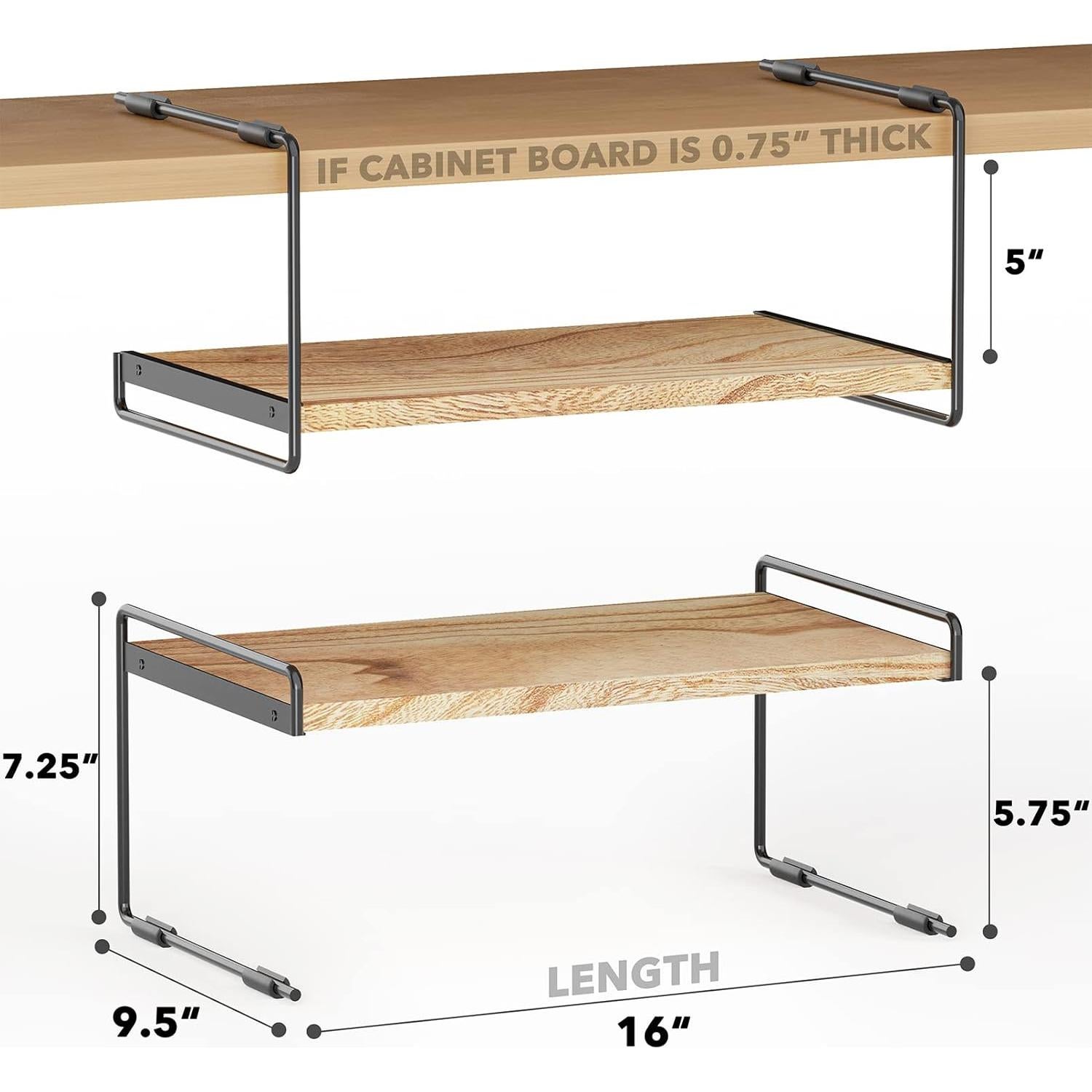 Organizadores de Estantes SpaceAid 2 Paquetes Metal y Madera 40.64 cm