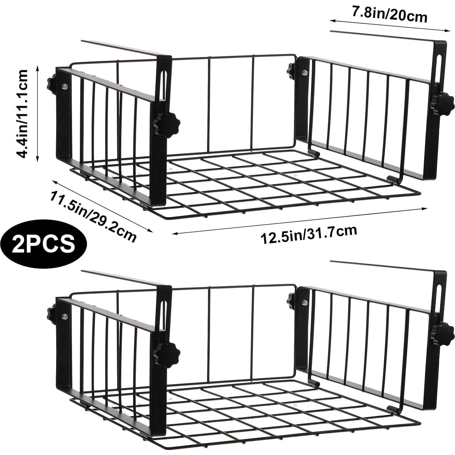 Cestas de Almacenamiento Colgantes Bajo Estante Limbeuuu - 2 Pcs, Negro