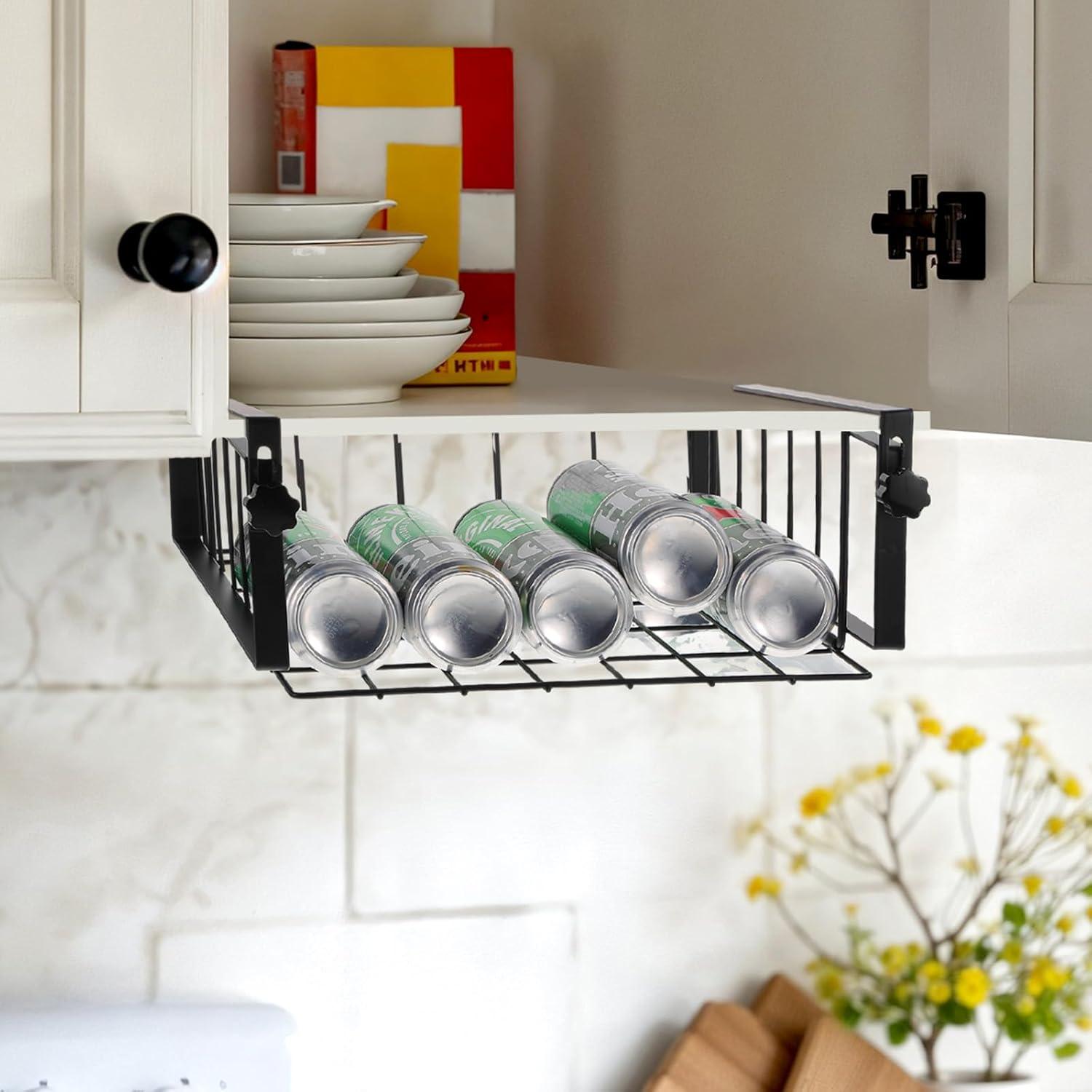 Cestas de Almacenamiento Colgantes Bajo Estante Limbeuuu - 2 Pcs, Negro