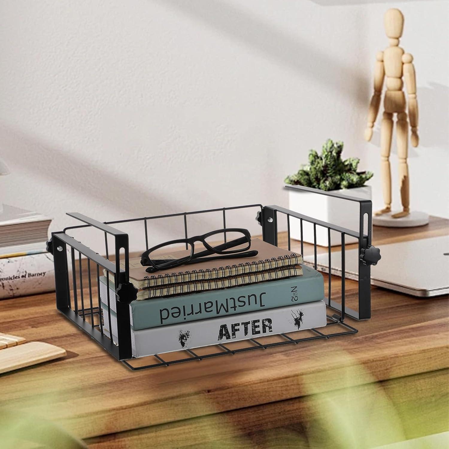 Cestas de Almacenamiento Colgantes Bajo Estante Limbeuuu - 2 Pcs, Negro