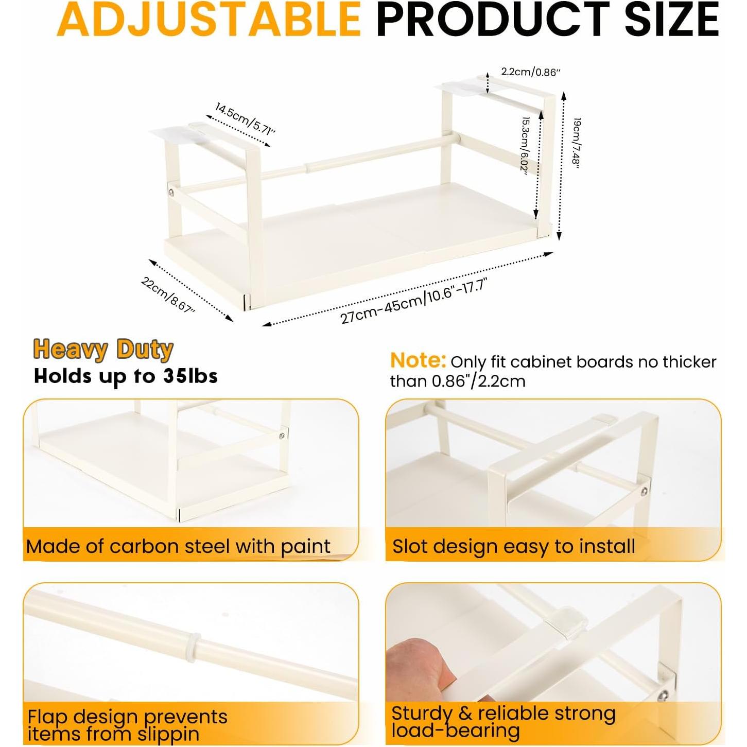 Cesta de Almacenamiento Expandible CINPIUK 45 cm Acero Blanco