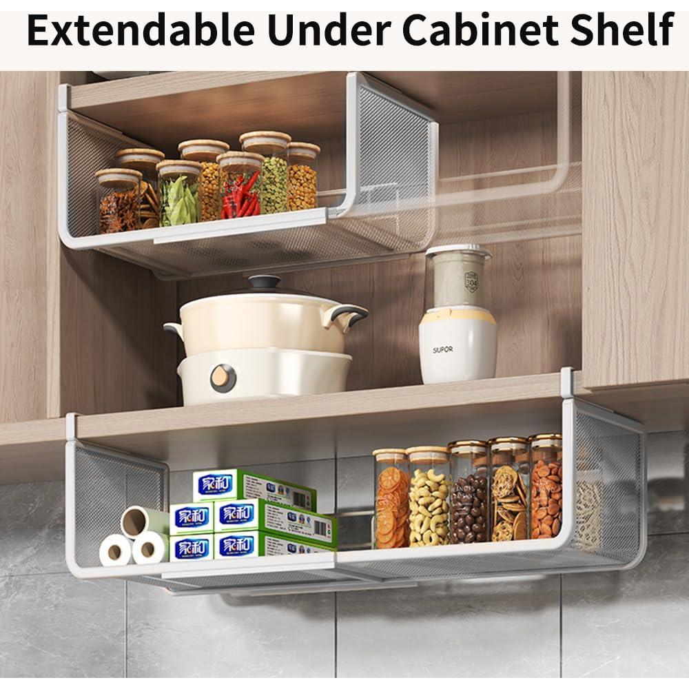 Organizador Expandible Bajo Estante Selosiz - 2 Paquete Blanco