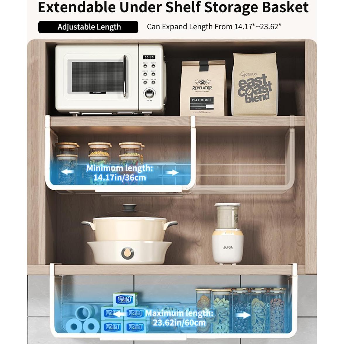 Organizador Expandible Bajo Estante Selosiz - 2 Paquete Blanco