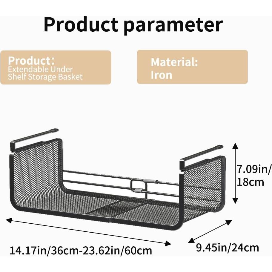 Organizador Expandible Bajo Estante Selosiz - 2 Paquete Blanco