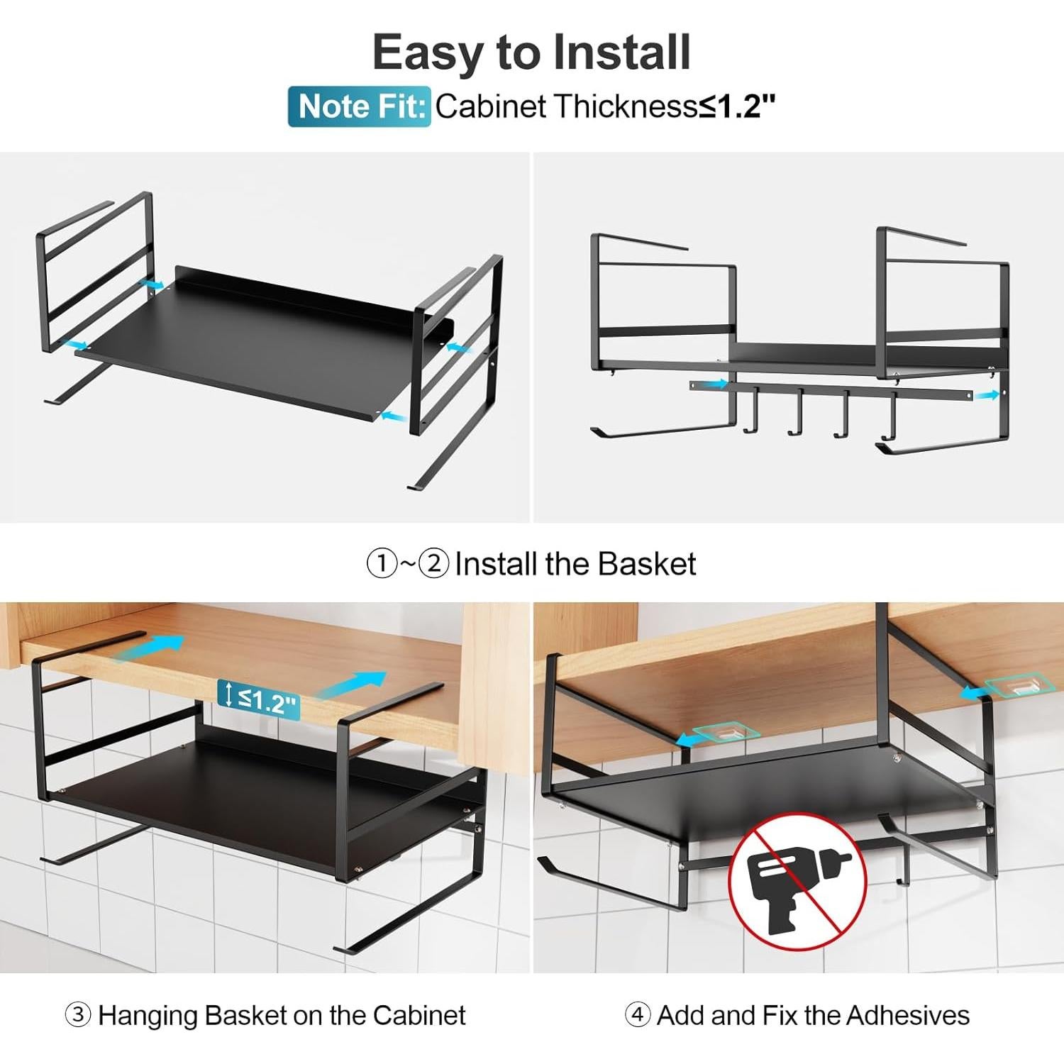 Estante Bajo Gabinete iSPECLE Negro - Organizador 4 en 1