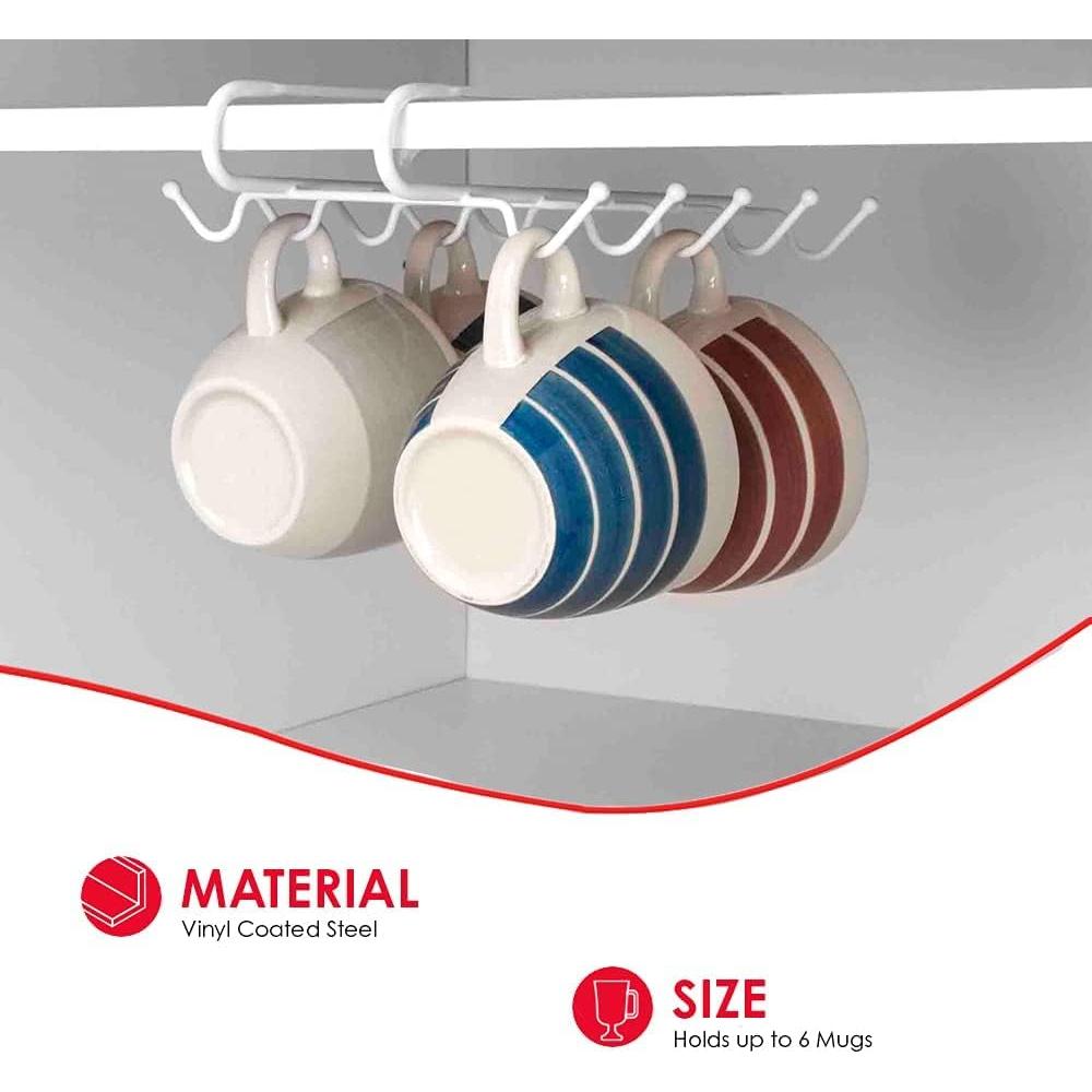 Soporte para Tazas Home Basics 10 Ganchos Organizador Blanco