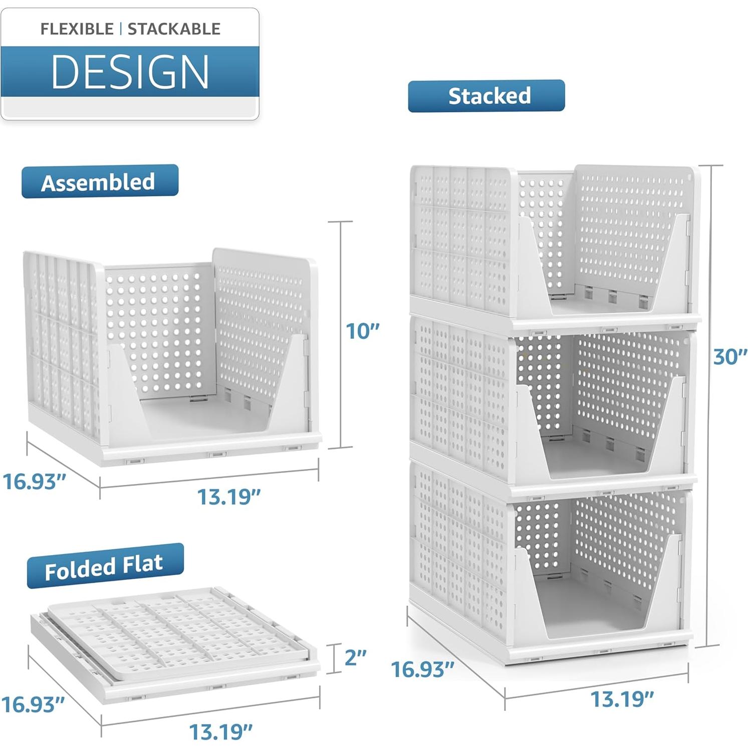 Cestas Apilables Sorbus - Organizador de Plástico 3 Grandes