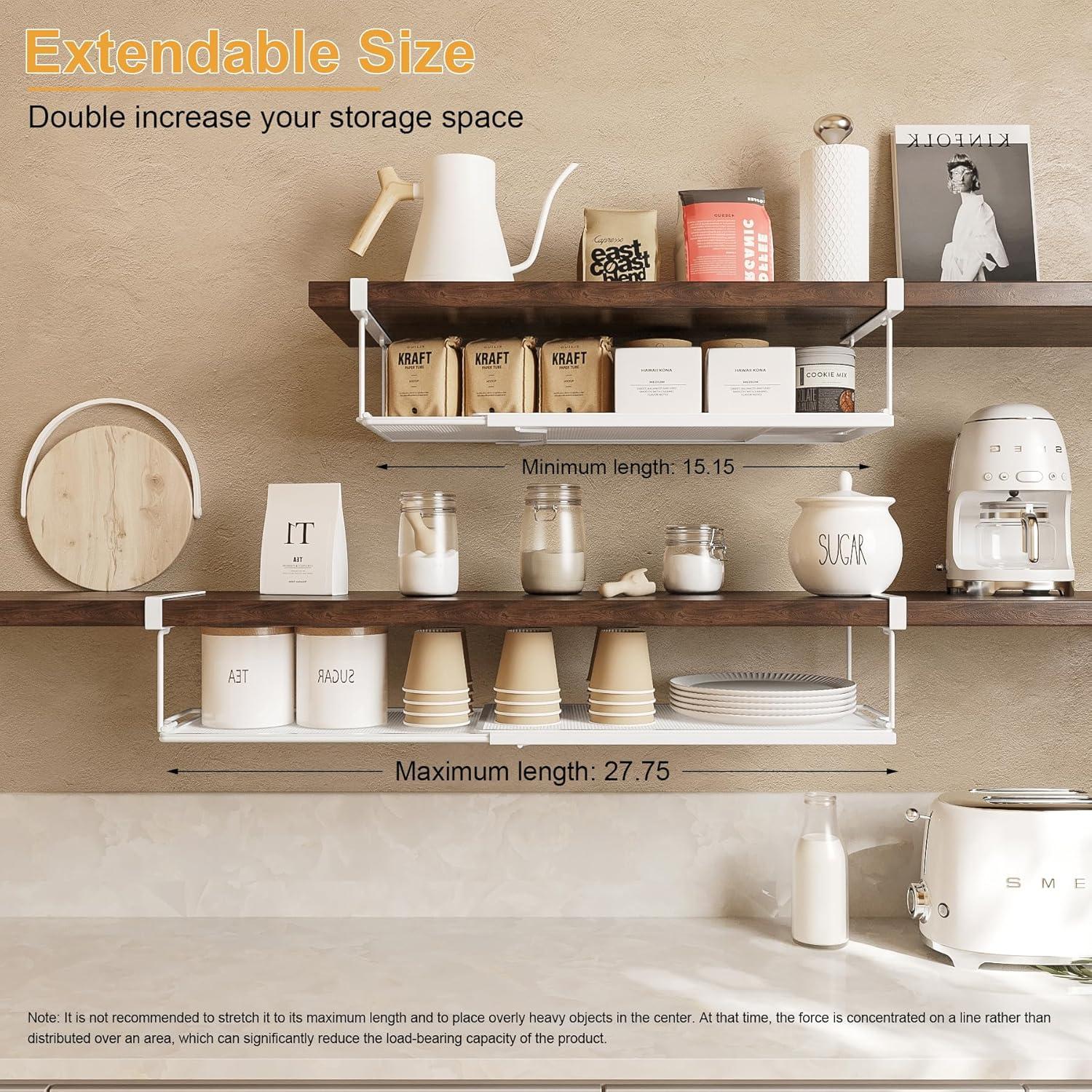 Organizador Bajo Estante YOLOPARK Extensible 70.5 cm Blanco