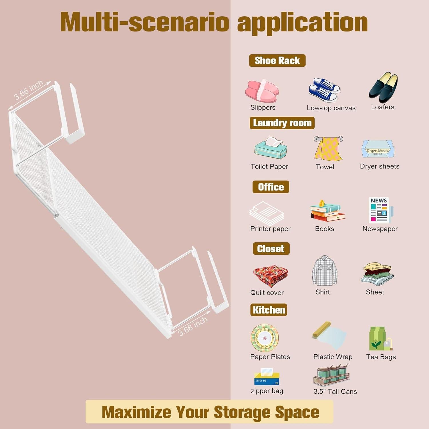 Organizador Bajo Estante YOLOPARK Extensible 70.5 cm Blanco