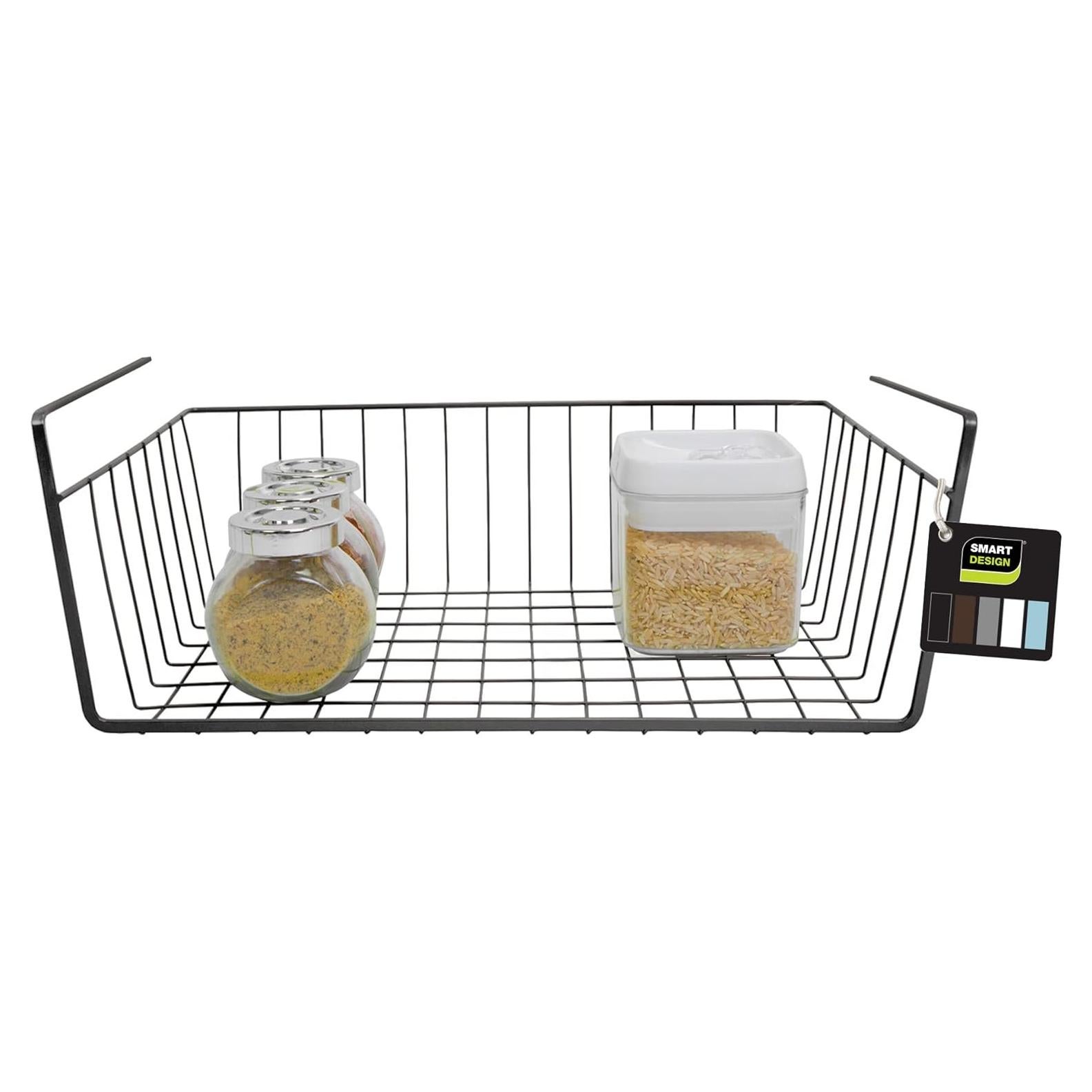 Cesta de Almacenamiento Bajo Estante Smart Design 40.6x14cm Gris