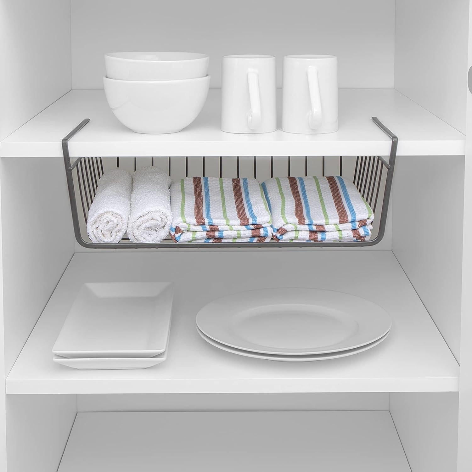 Cesta de Almacenamiento Bajo Estante Smart Design 40.6x14cm Gris