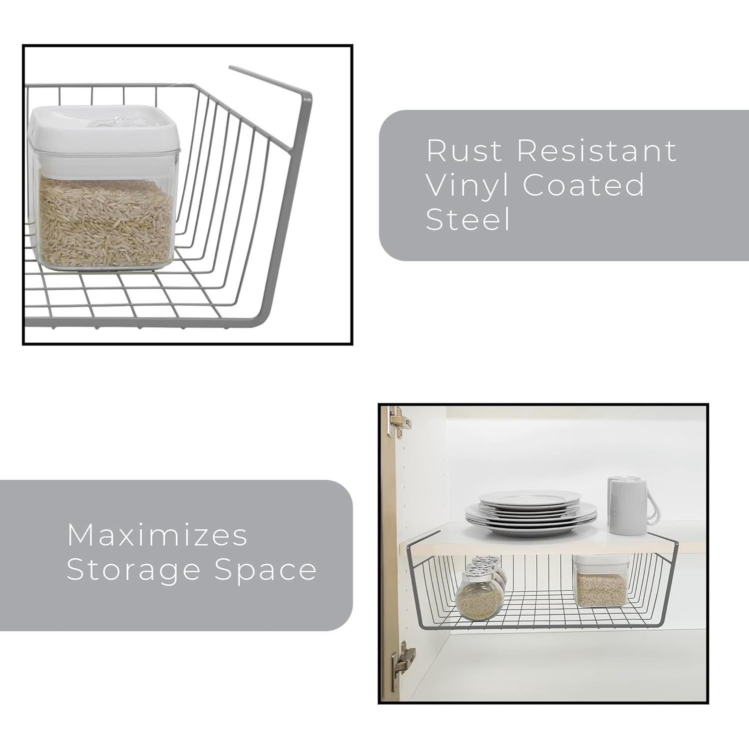 Cesta de Almacenamiento Bajo Estante Smart Design 40.6x14cm Gris