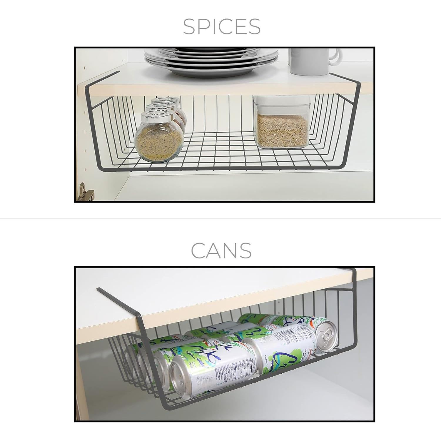 Cesta de Almacenamiento Bajo Estante Smart Design 40.6x14cm Gris