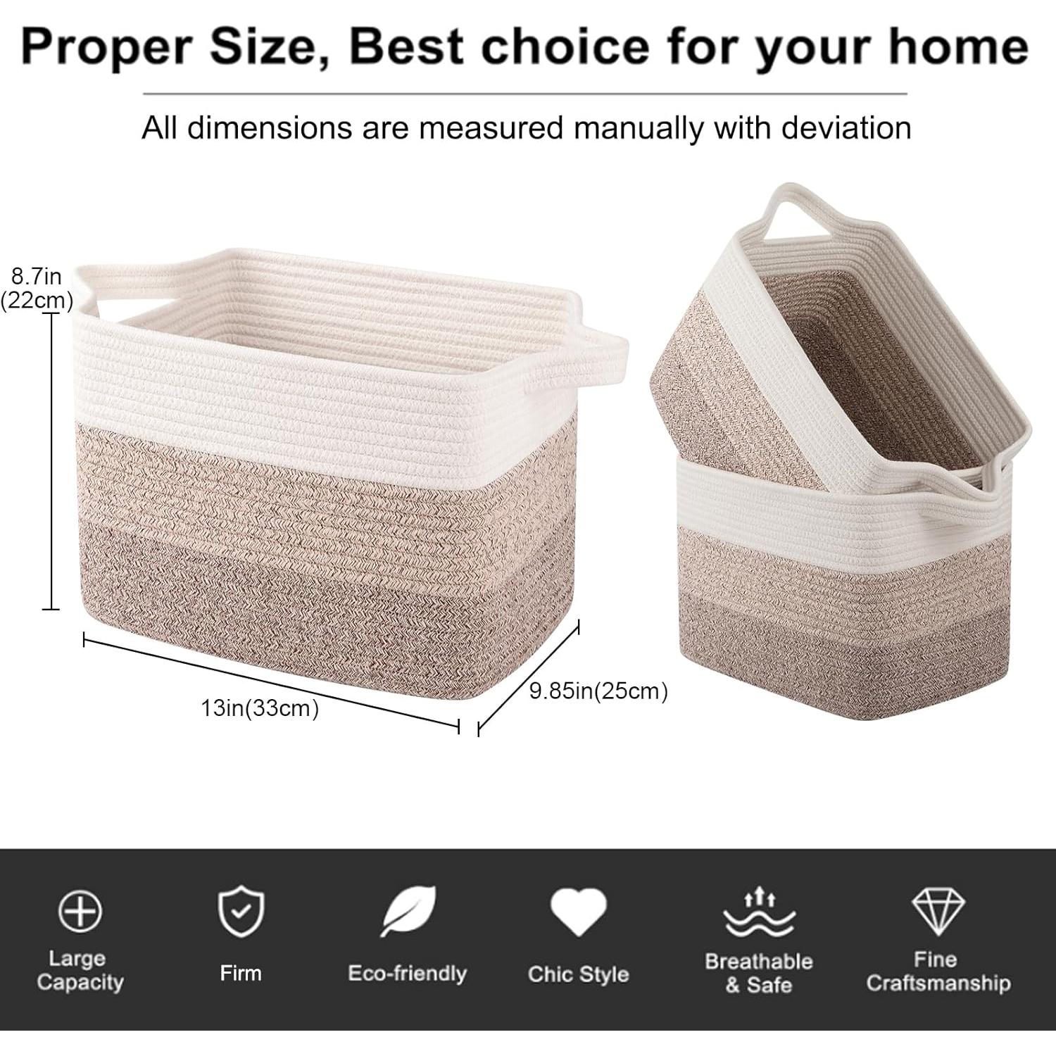 Cesta de Almacenamiento OIAHOMY 3 Piezas Algodón Amarillo 33x25x22cm