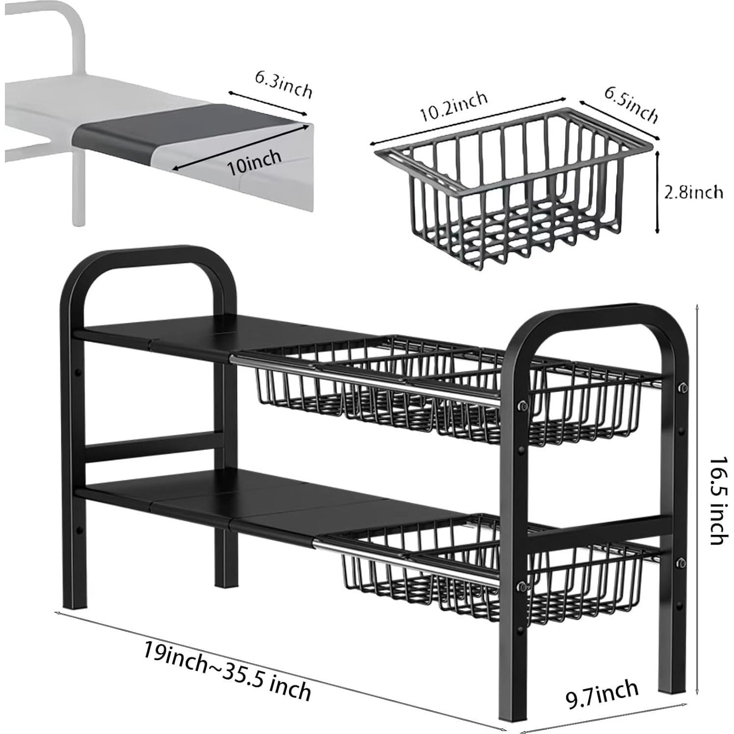 Estante Metálico Expandible Fliqor 2 Niveles Bajo Fregadero