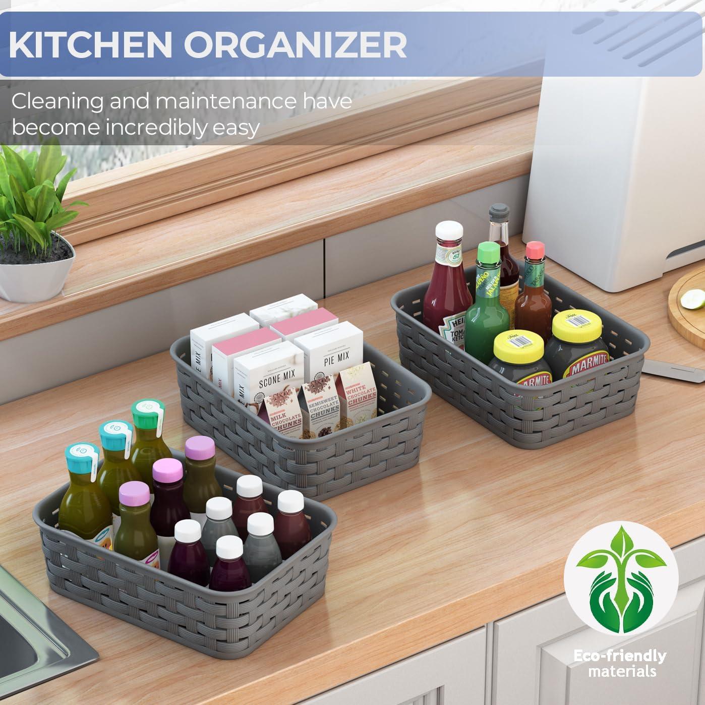 Cestas de Almacenamiento Pequeñas FUCDTEFC Gris Oscuro - 3 Piezas