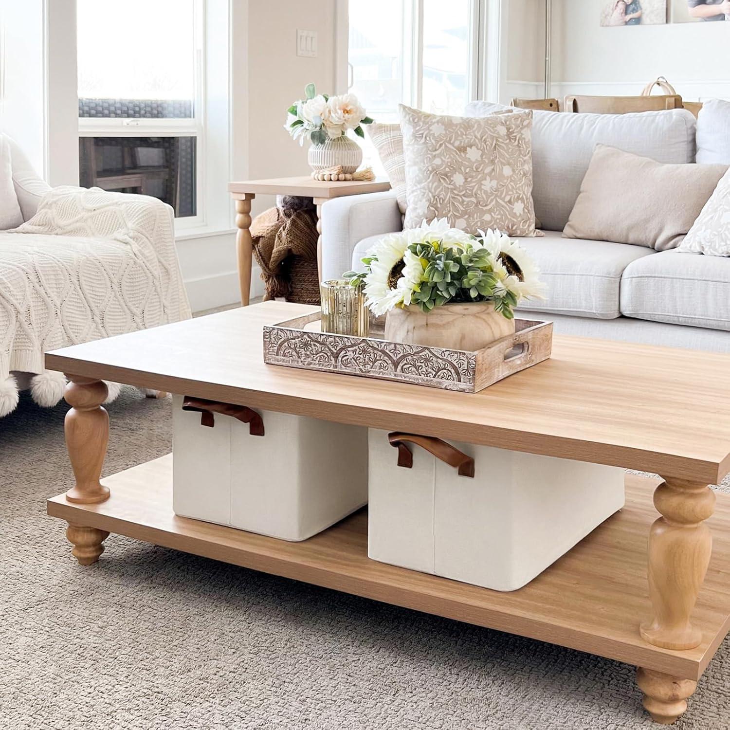 Cestas de Almacenamiento CHICVITA Beige 42.2x27.9x24.1 cm Paquete de 2