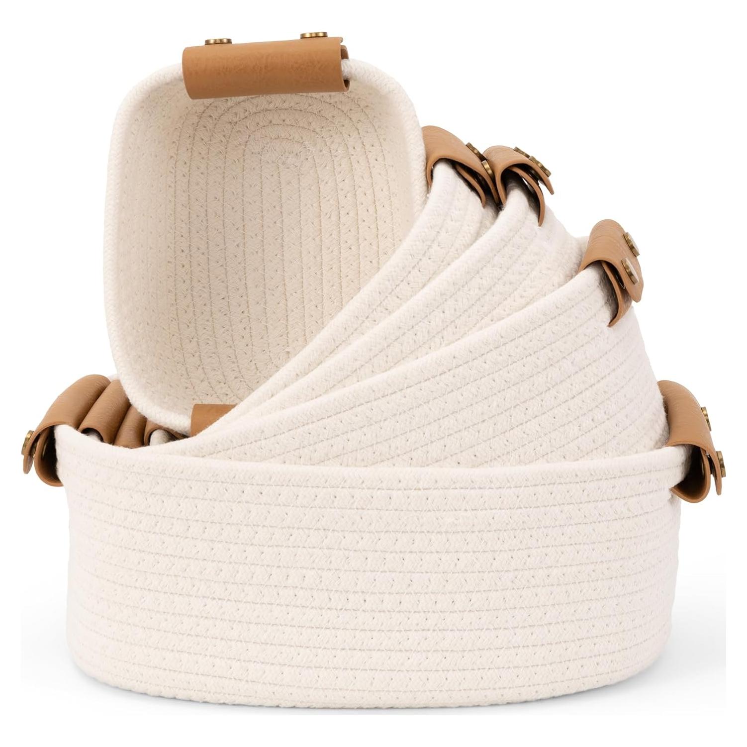 Conjunto de 5 Cestas de Almacenamiento ZICOTOs Beige Algodón