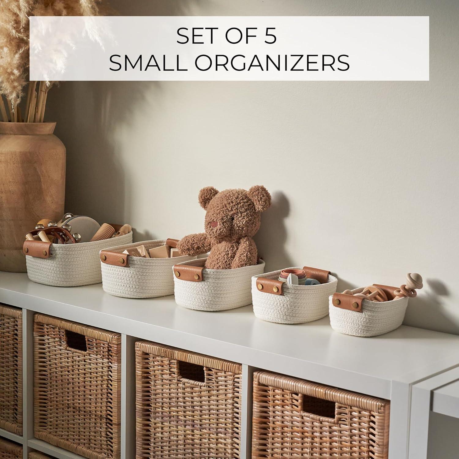 Conjunto de 5 Cestas de Almacenamiento ZICOTOs Beige Algodón