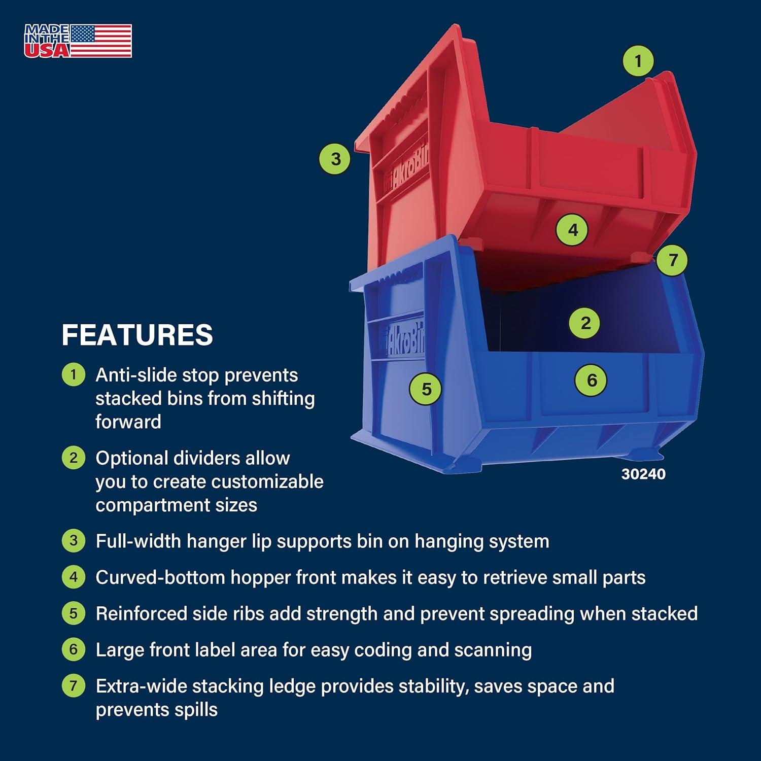 Bins de Almacenamiento Apilables Akro-Mils 30240, 12 Piezas, 27.2 kg