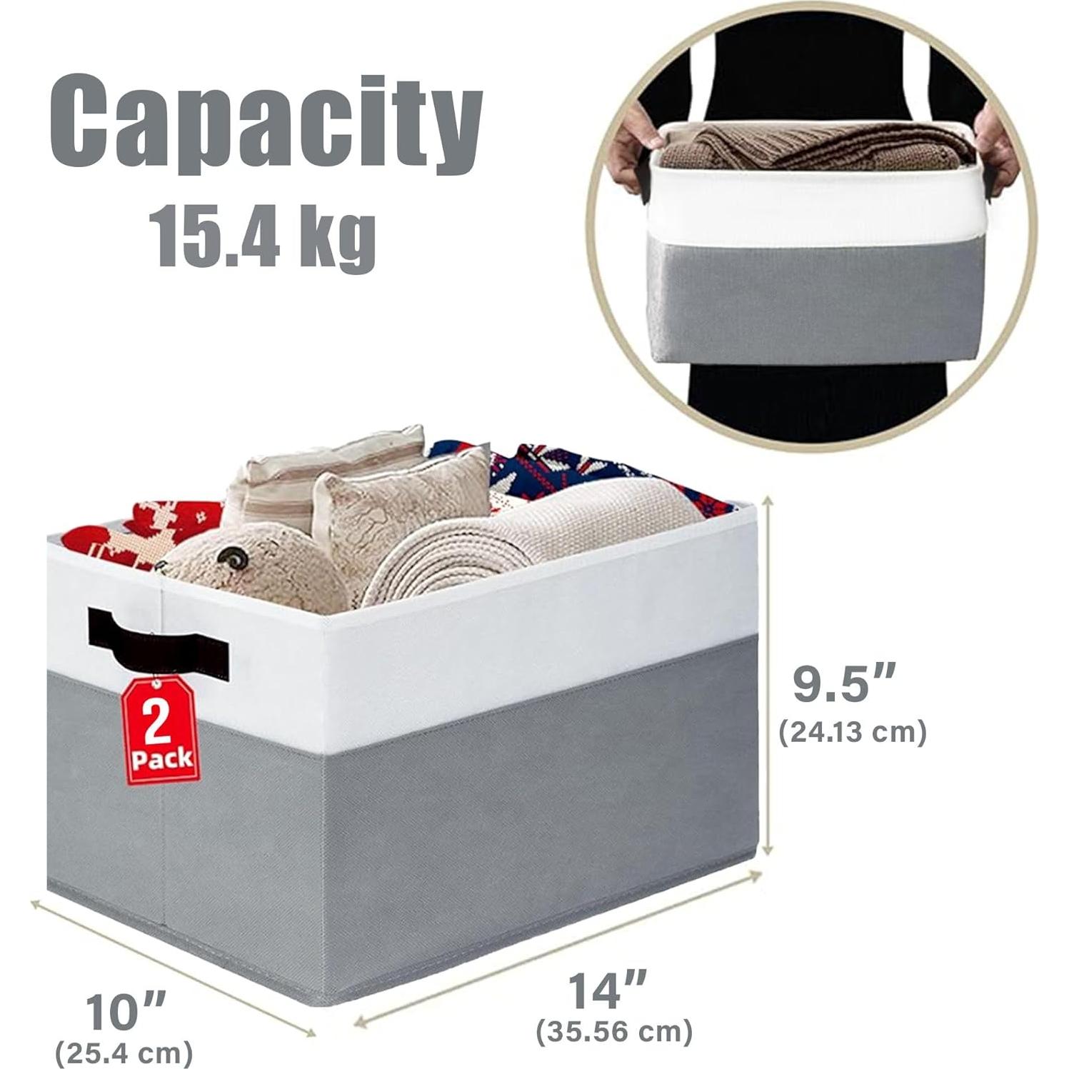 Conjunto de Cestas de Almacenamiento Lakatana - 2 Cestas 36x25x24cm y 6 Divisores