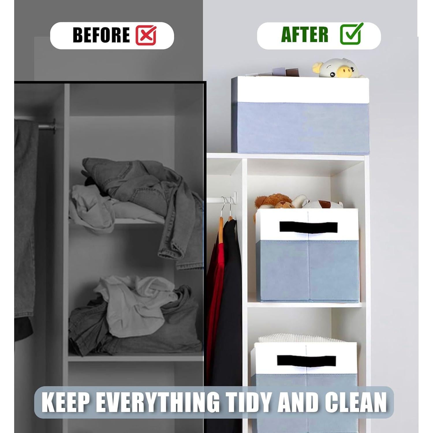 Conjunto de Cestas de Almacenamiento Lakatana - 2 Cestas 36x25x24cm y 6 Divisores