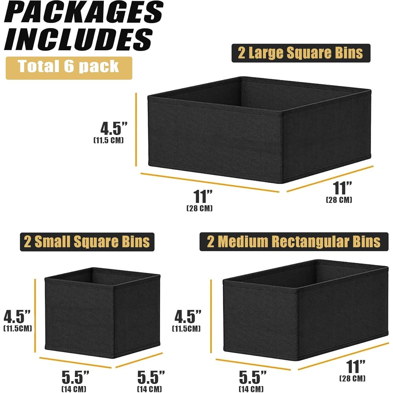 Conjunto de Cestas de Almacenamiento Lakatana - 2 Cestas 36x25x24cm y 6 Divisores