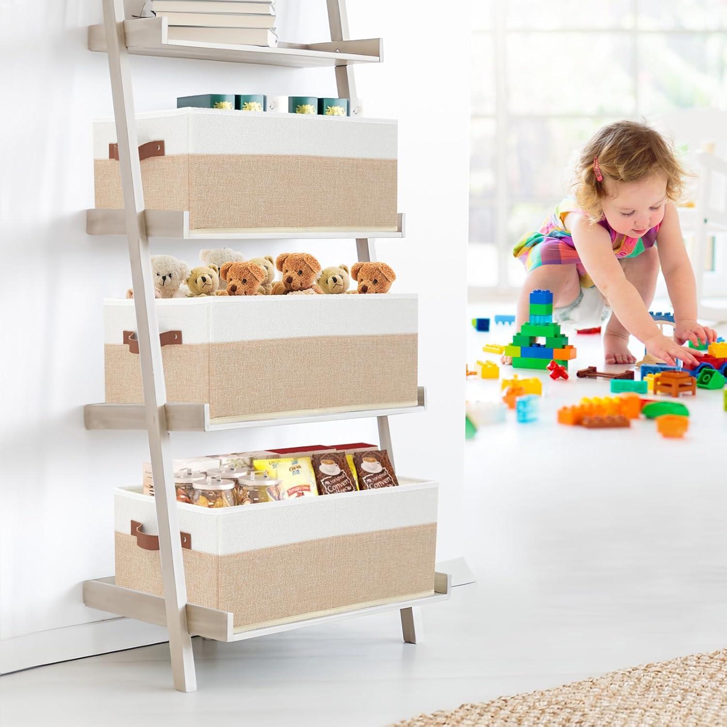 Cajas Organizadoras de Closet 3 Pack Beige 48x28x20 cm