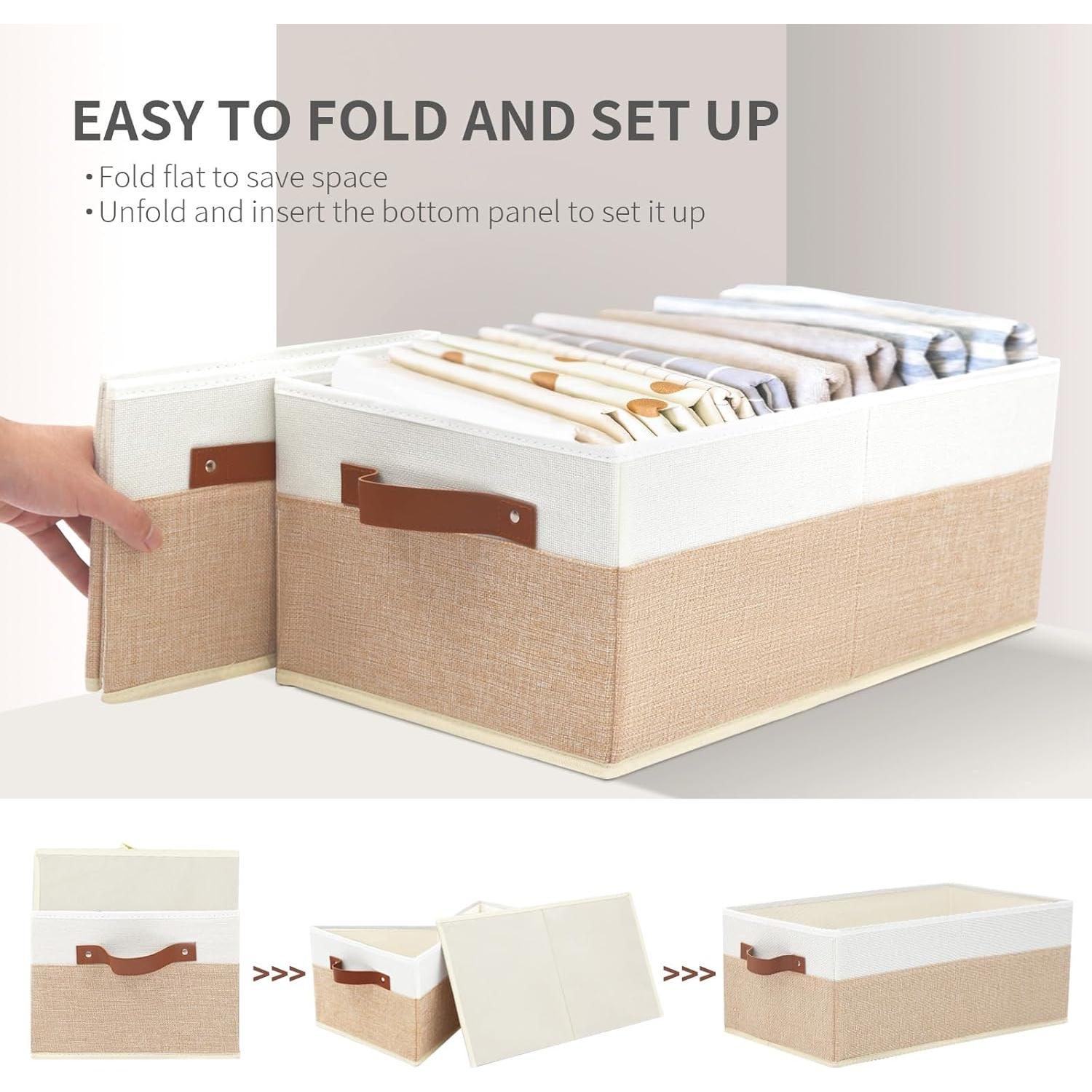 Cajas Organizadoras de Closet 3 Pack Beige 48x28x20 cm
