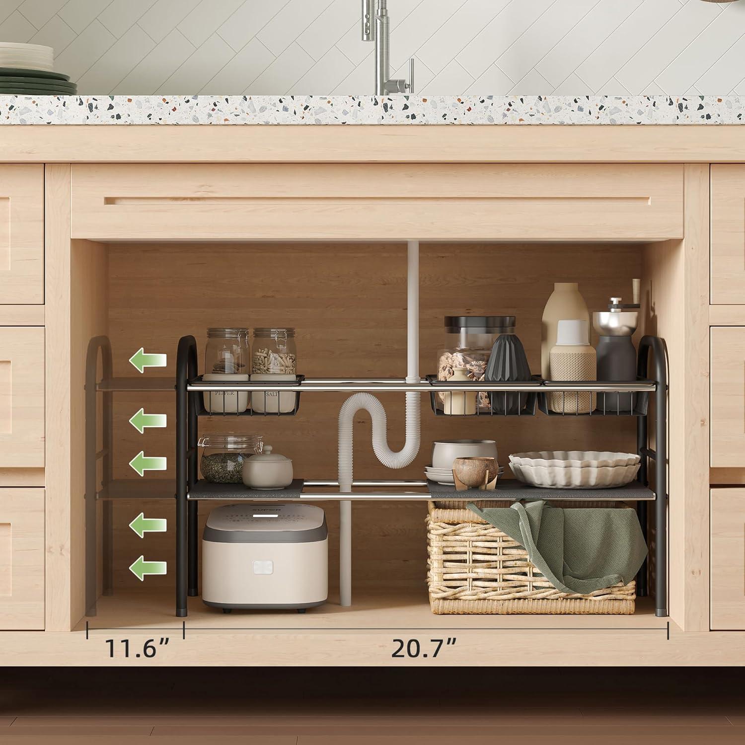 Organizador Bajo Fregadero NETEL Expandible 2 Niveles 4 Cestas