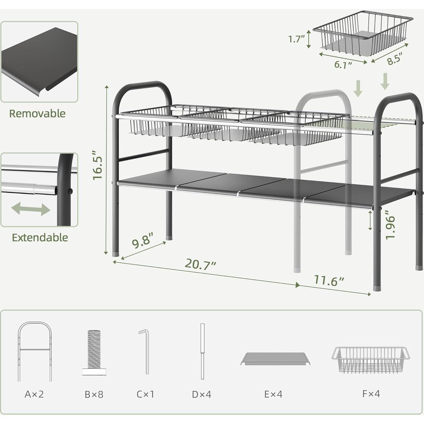 Organizador Bajo Fregadero NETEL Expandible 2 Niveles 4 Cestas