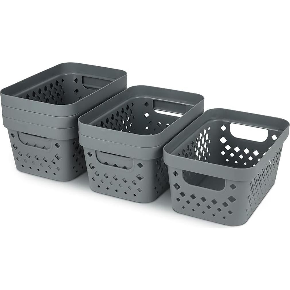 Set de 6 Cestas de Plástico Glad para Almacenamiento 4L Gris