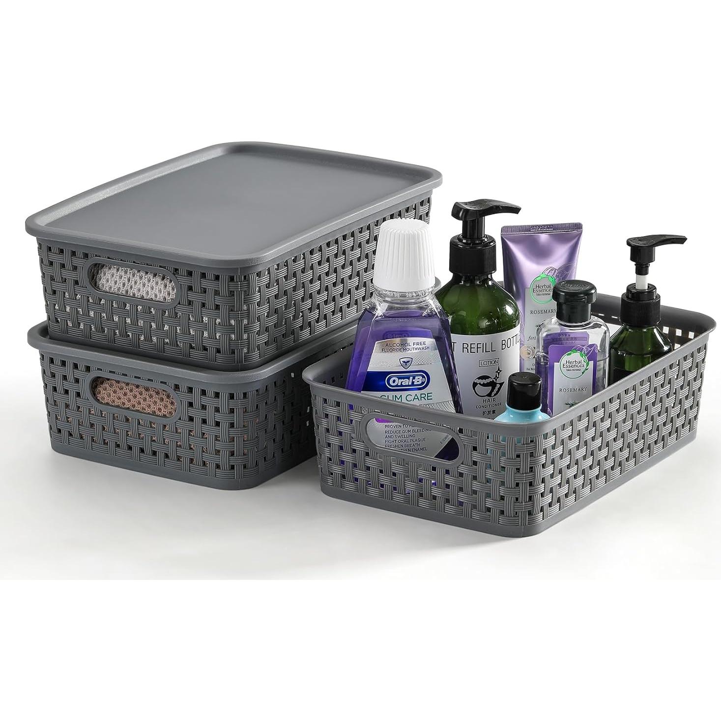 Cestas de Almacenamiento NETANY 12 Piezas Plástico Gris