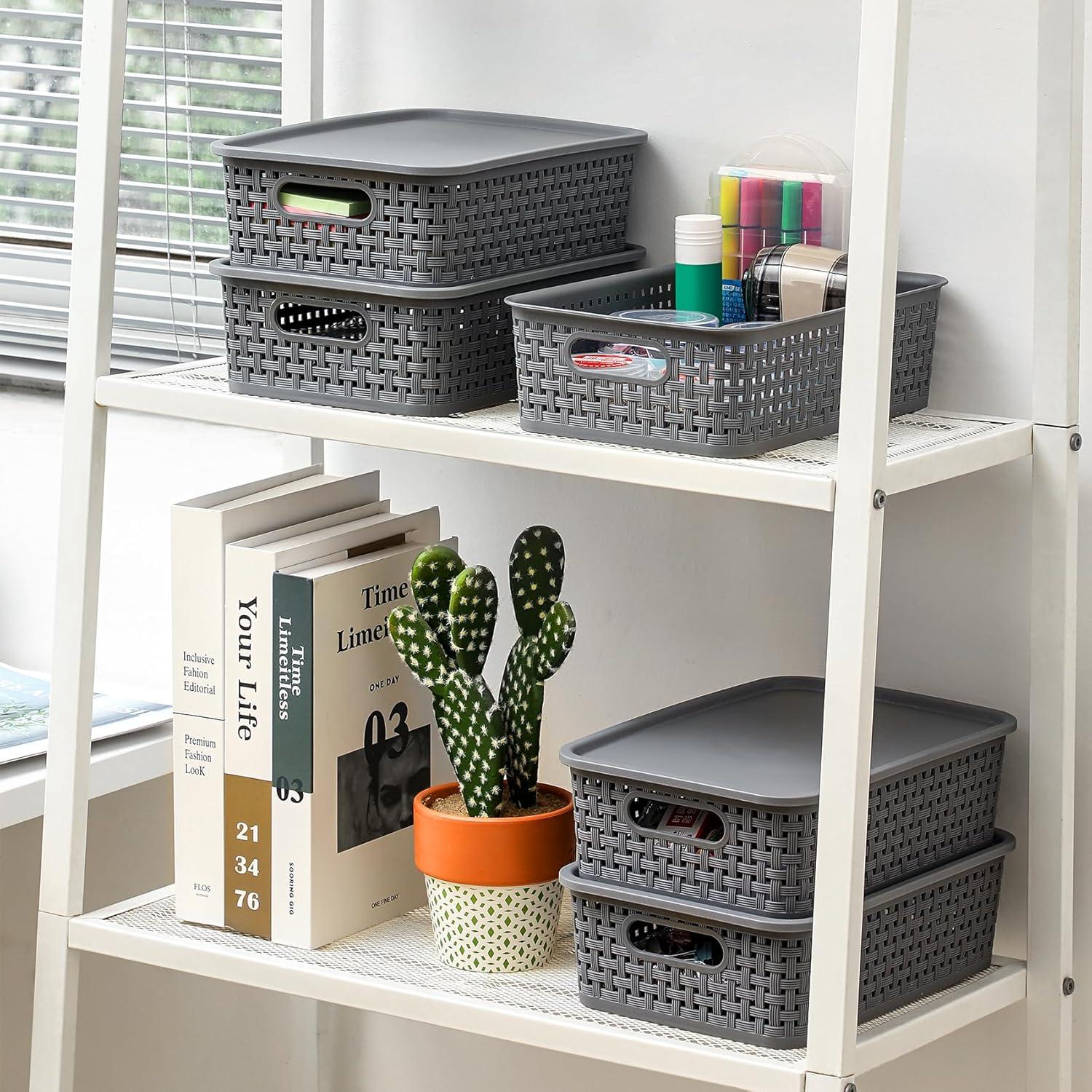 Cestas de Almacenamiento NETANY 12 Piezas Plástico Gris