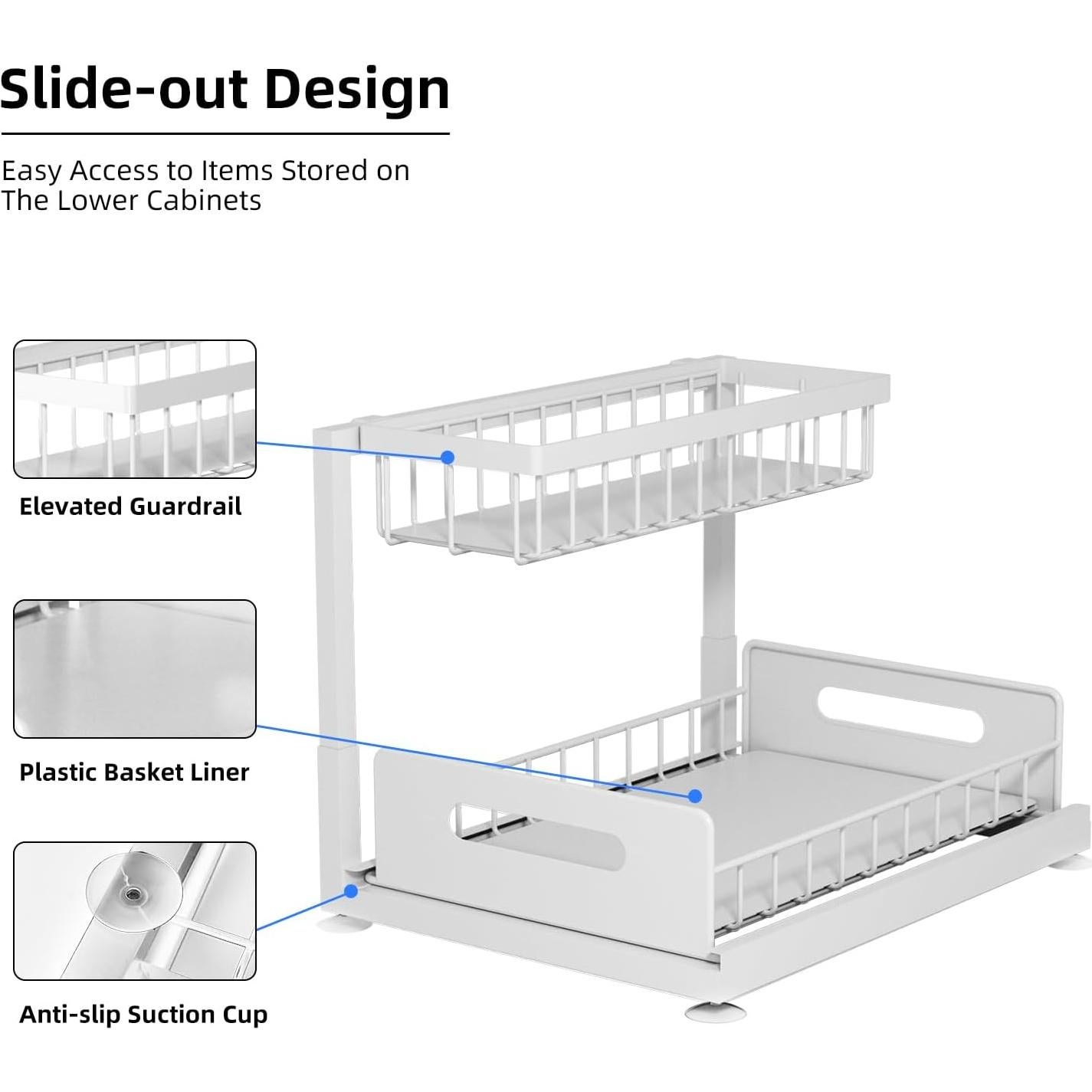 Organizador Deslizante Lxmons 2 Niveles Blanco para Fregadero