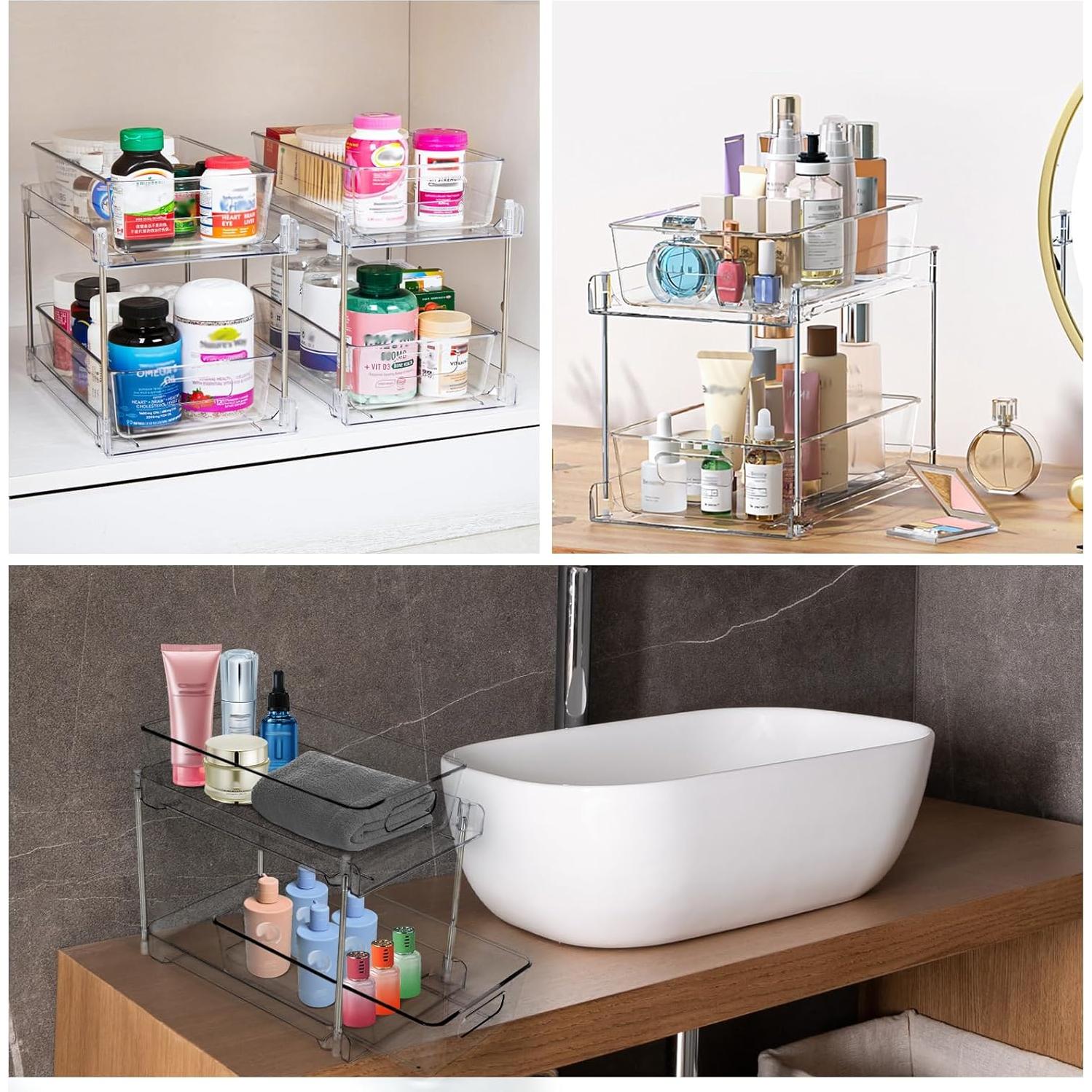 Organizador de Baño COKIHOM 2 Niveles Transparente 31.5x10.5x20.3 cm