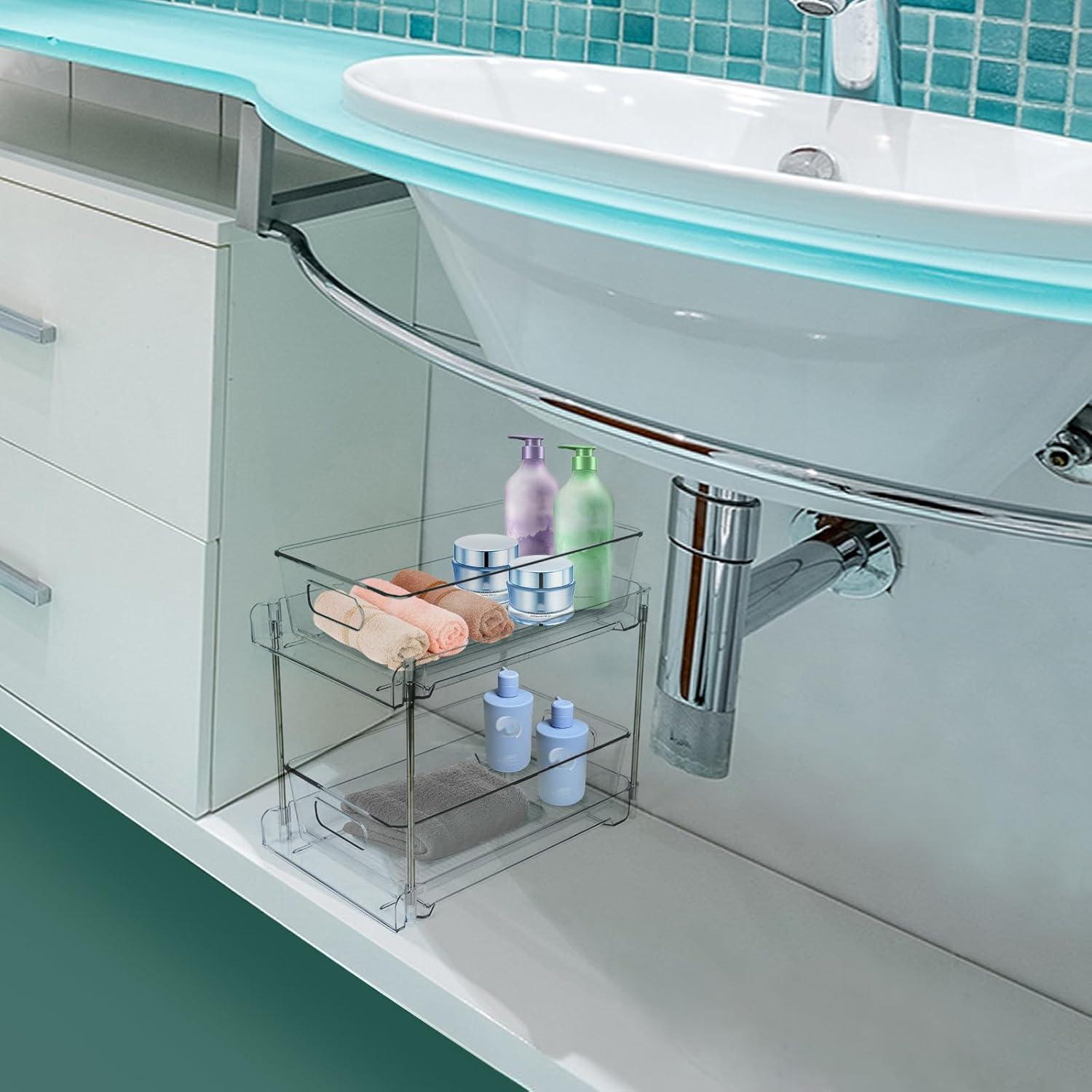 Organizador de Baño COKIHOM 2 Niveles Transparente 31.5x10.5x20.3 cm
