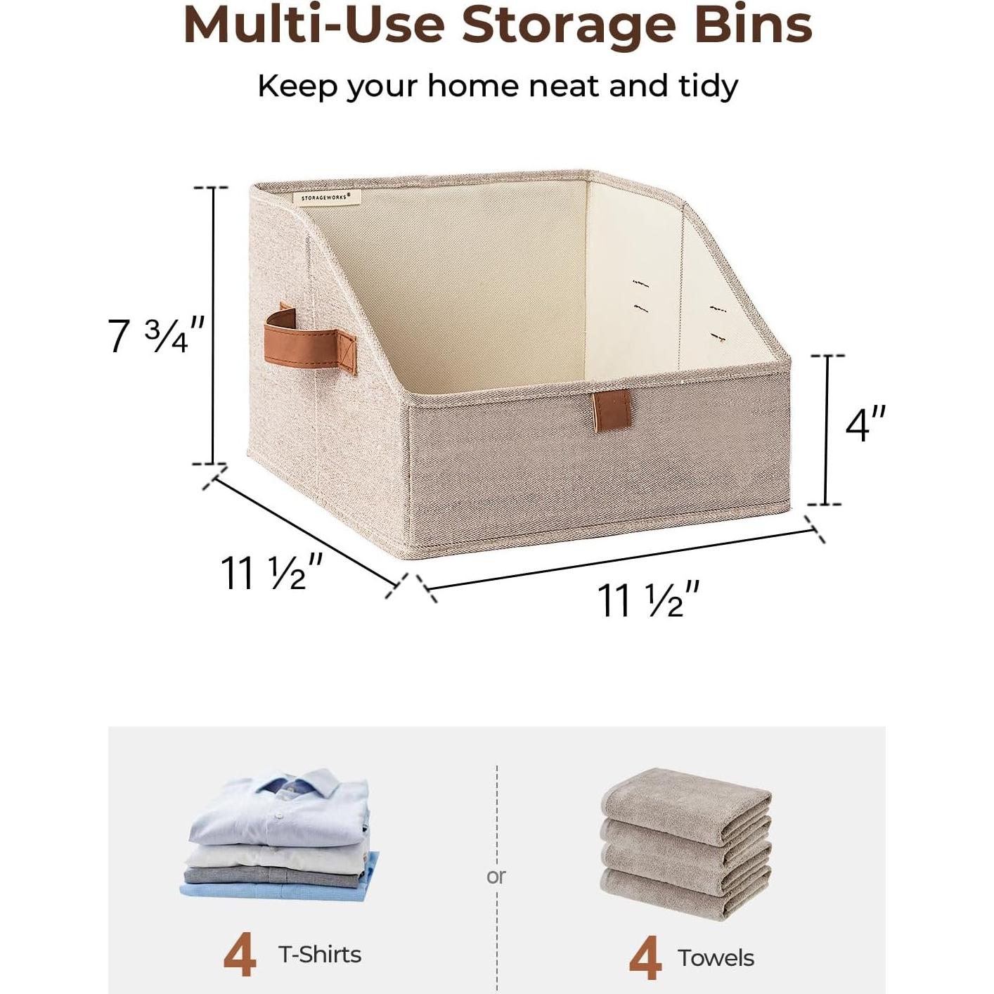 Cajas de Almacenamiento StorageWorks 3 Piezas Pequeñas Tela Marrón Beige