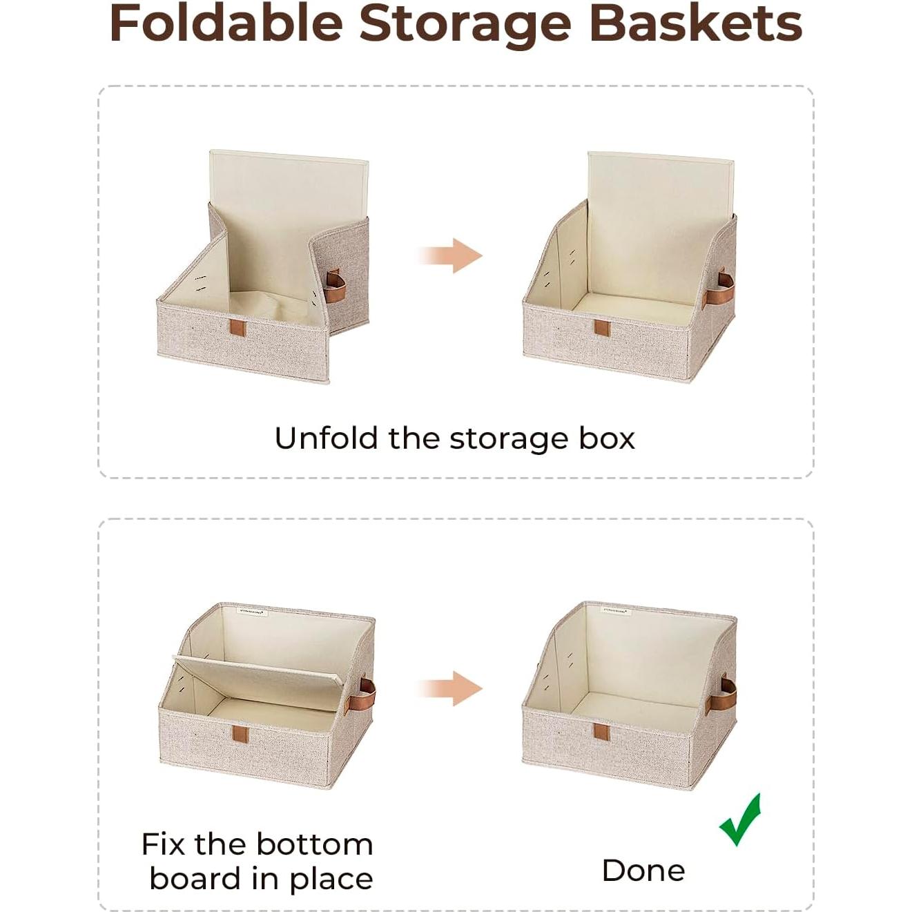 Cajas de Almacenamiento StorageWorks 3 Piezas Pequeñas Tela Marrón Beige