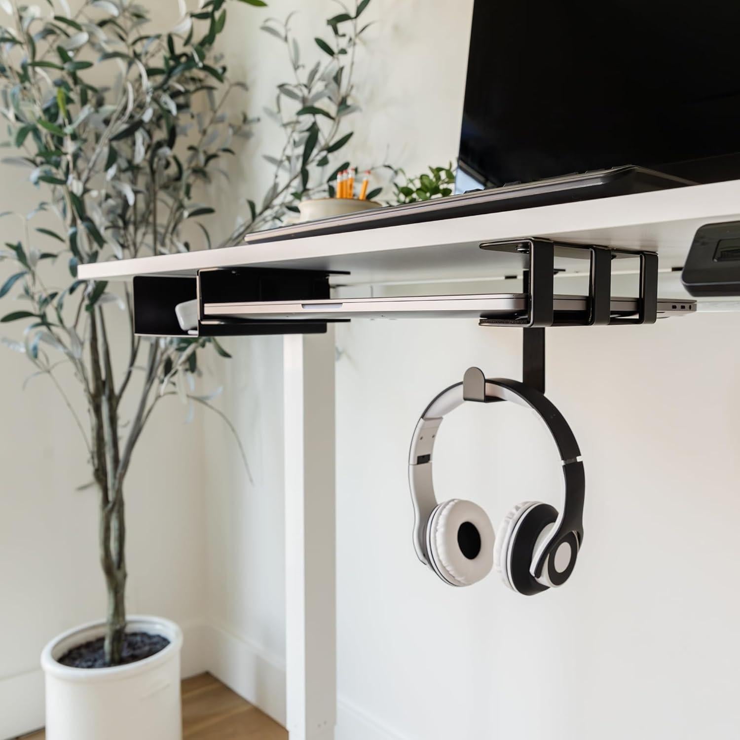 Soporte para Laptop Bajo Escritorio VI+AL - Almacenamiento y Gestión de Cables